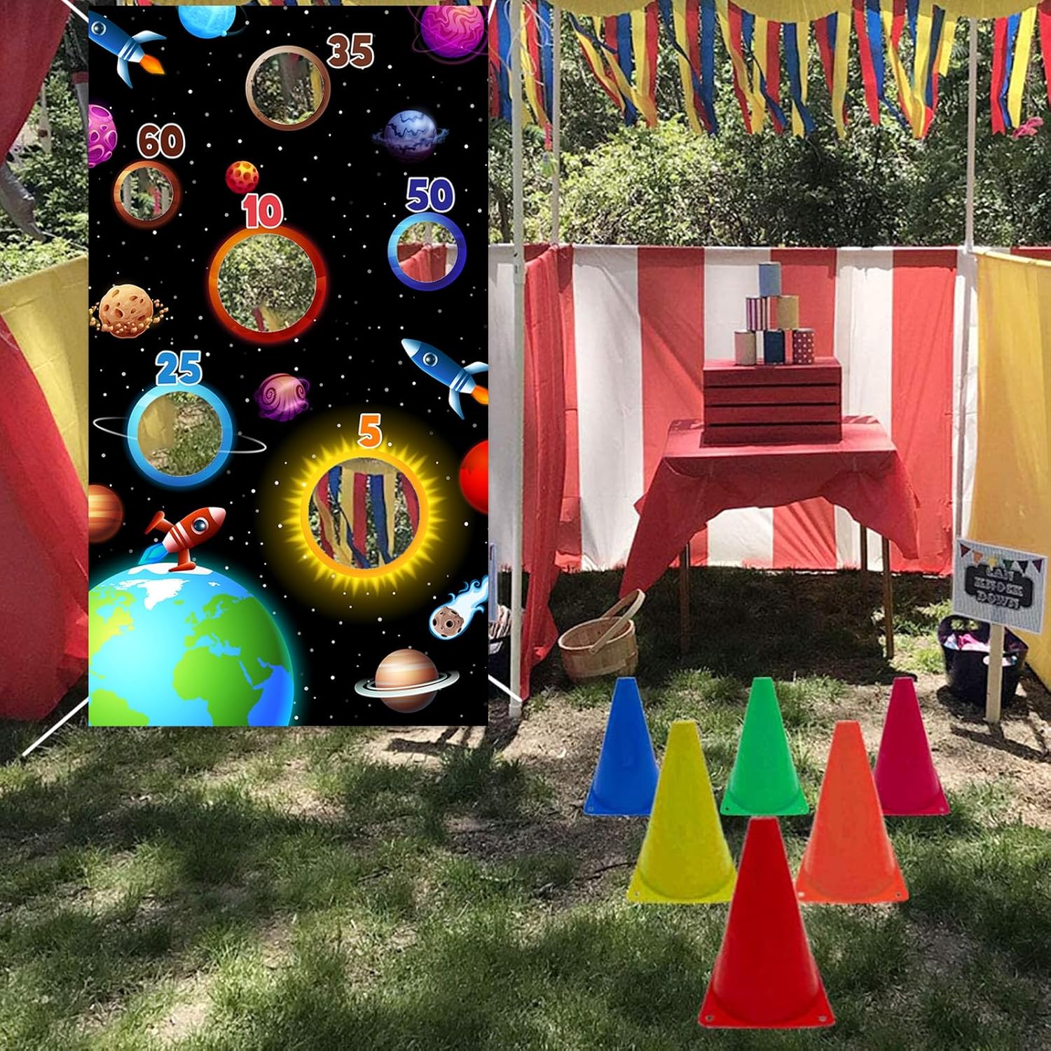 Outer Space Toss Game Poster with Bean Bags