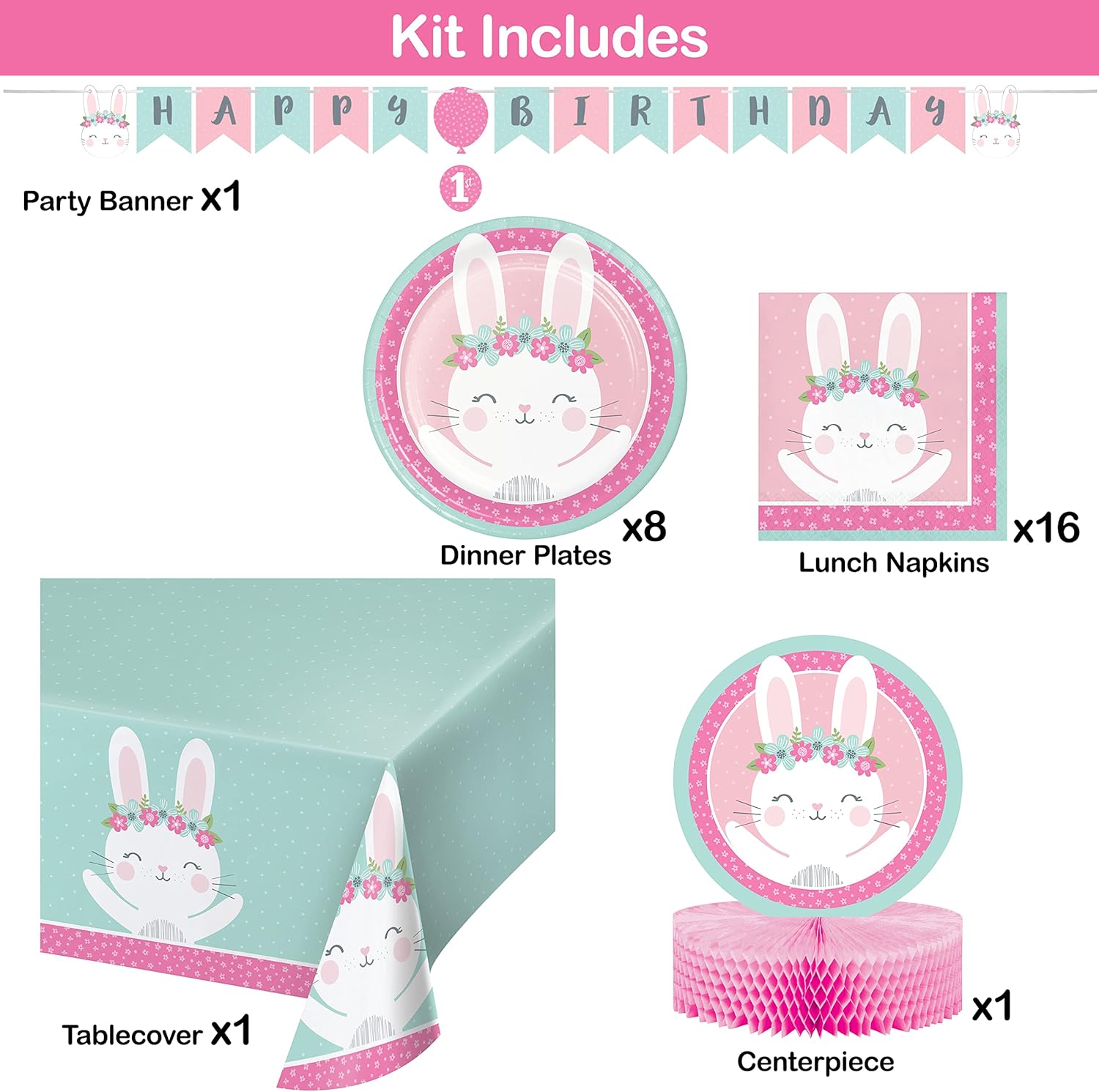 Trendware Bunny Party Kit Serves 8