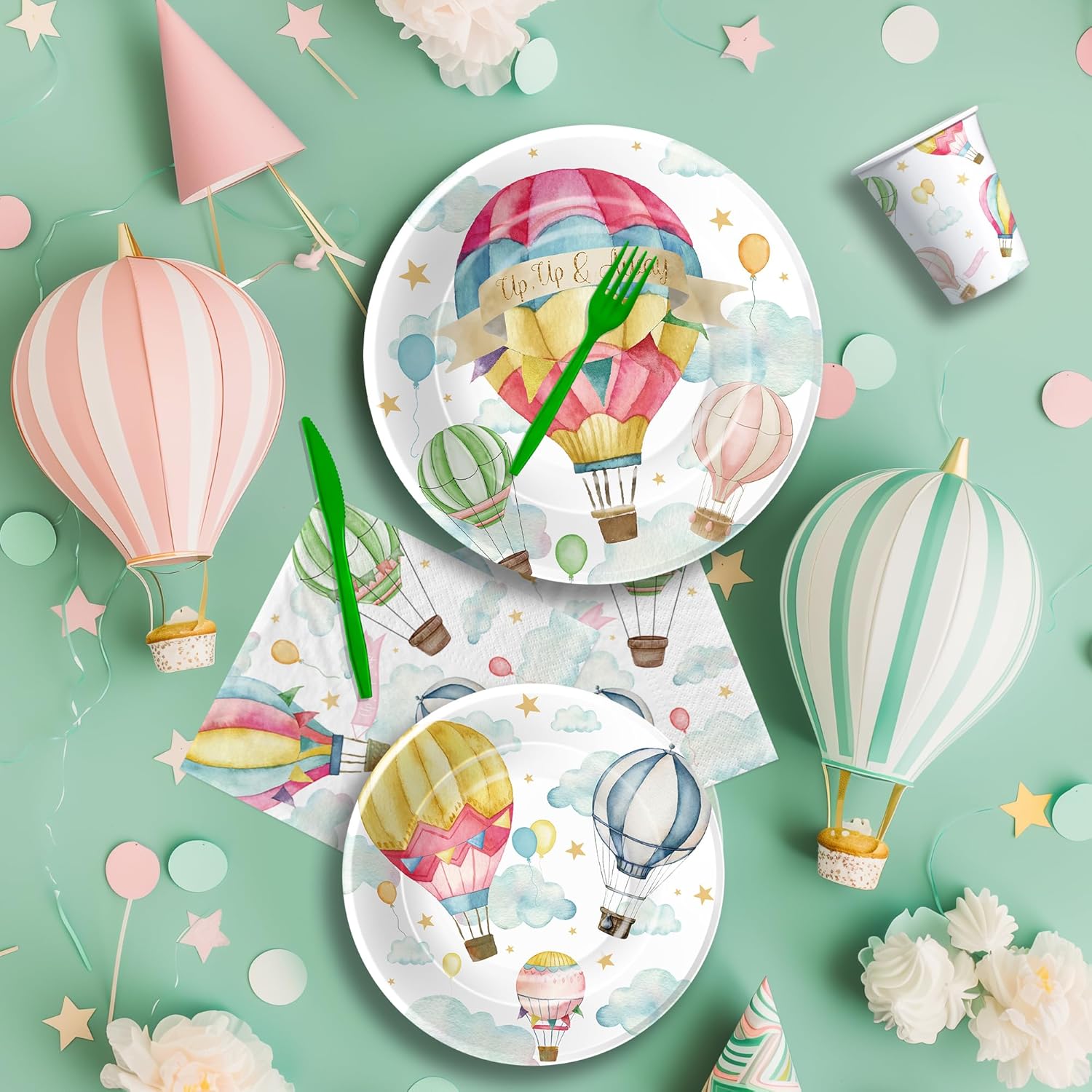Hot Air Balloon Party Tableware Set for 24 Guests
