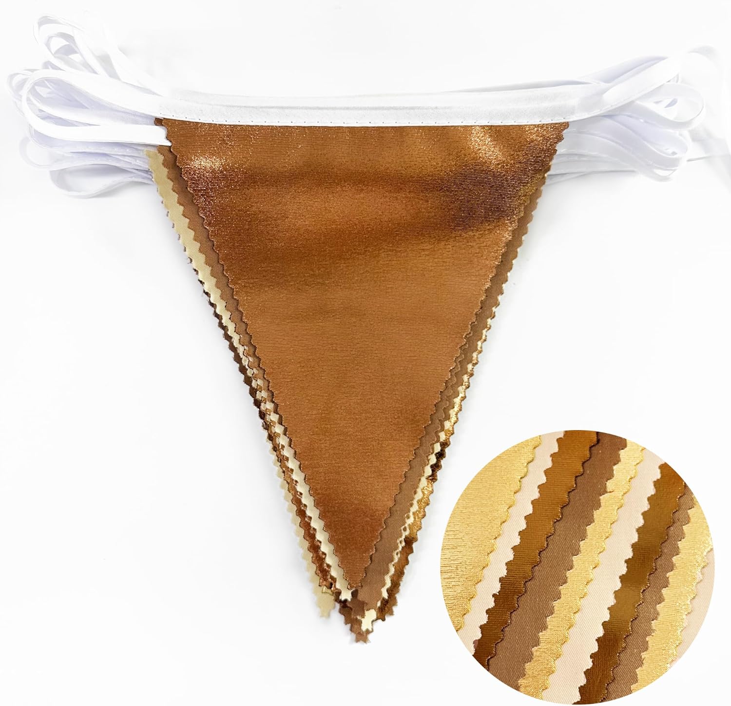 32 Foot Martini Party Metallic Gold Brown Pennant Banner Garland