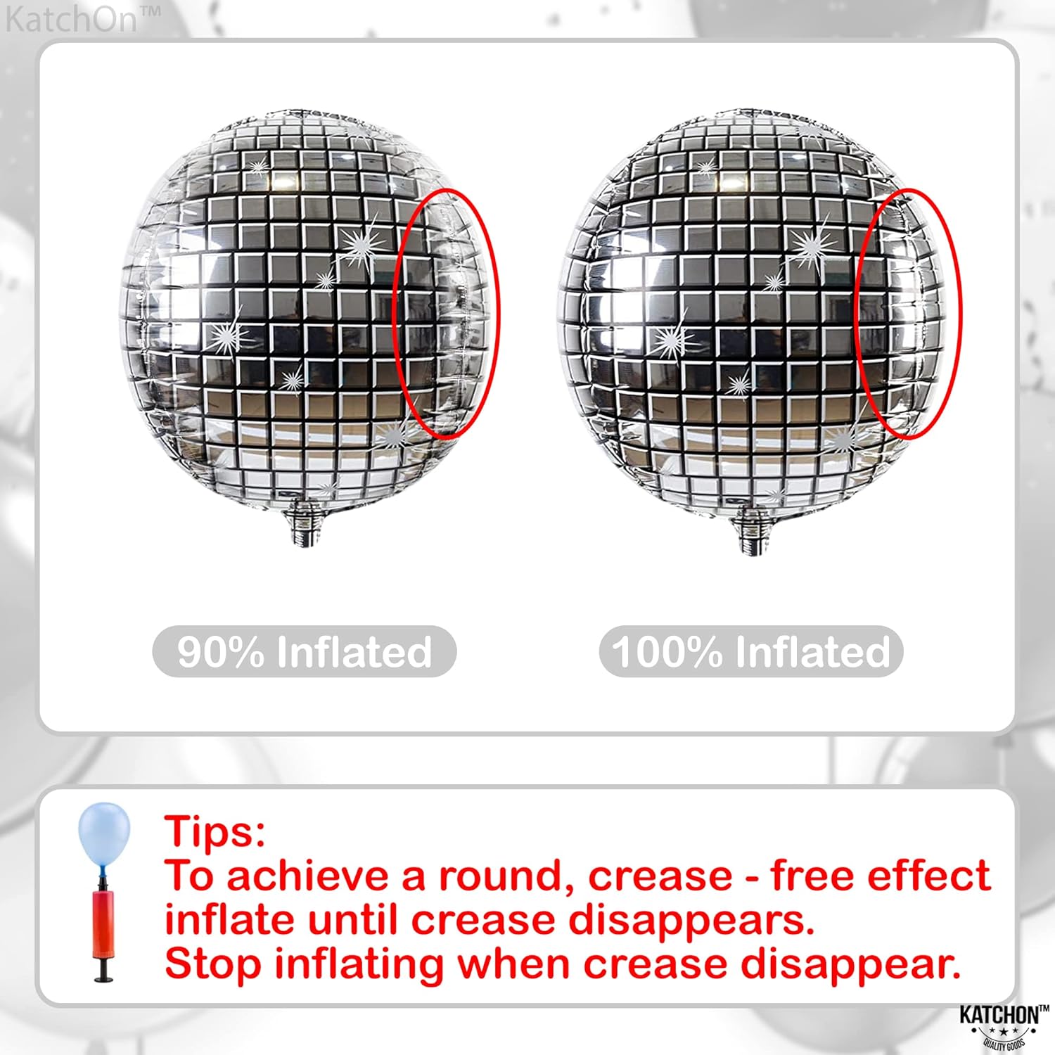 KatchOn Silver Disco Ball Balloons 22 Inch Pack of 12