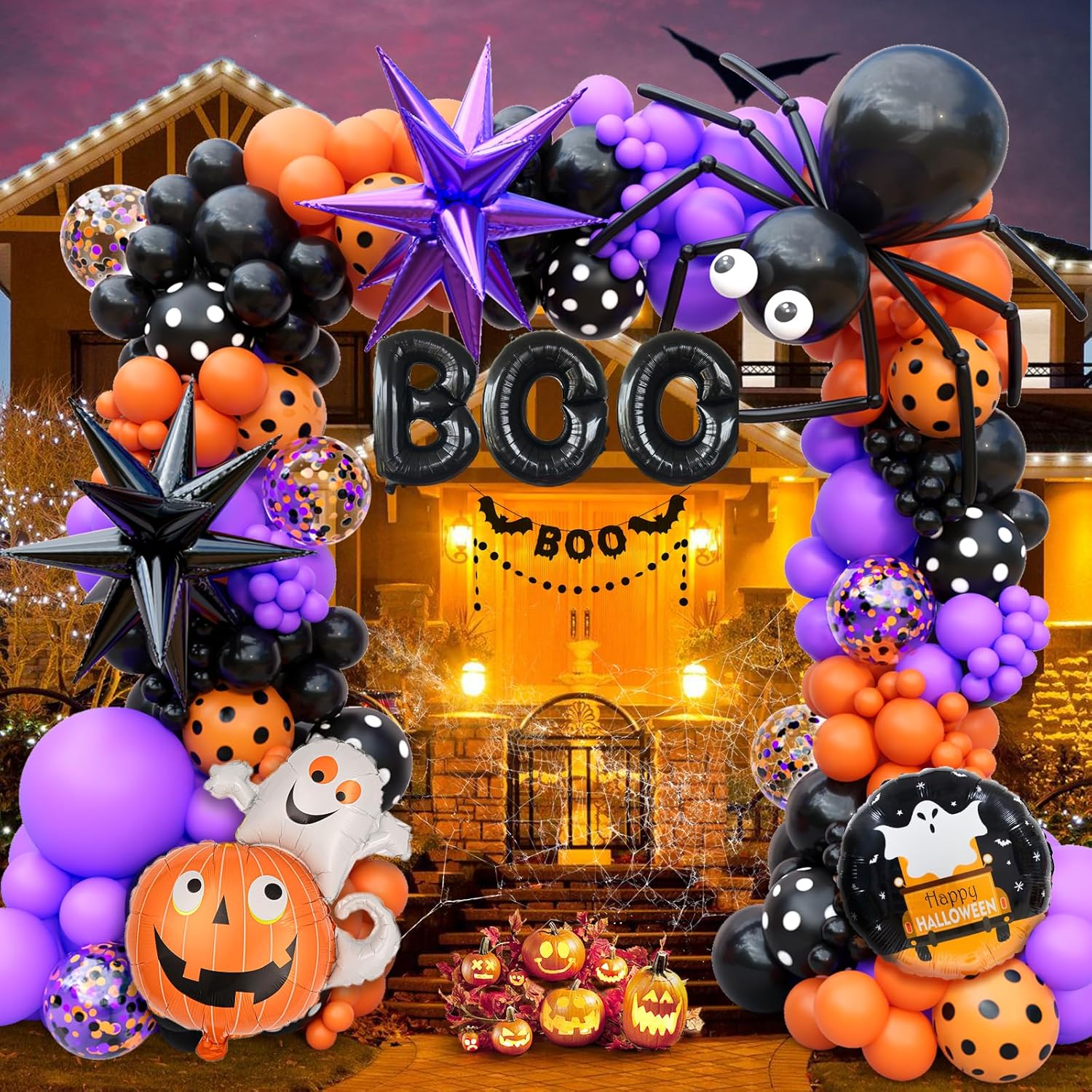 157Pcs Halloween Balloon Garland Arch Kit