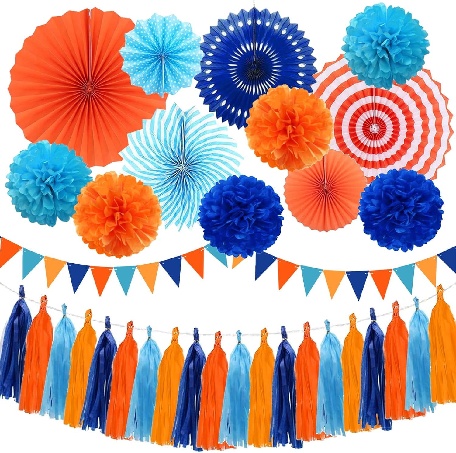 Cmaone Blue Orange Party Decorations Set Kids Birthday