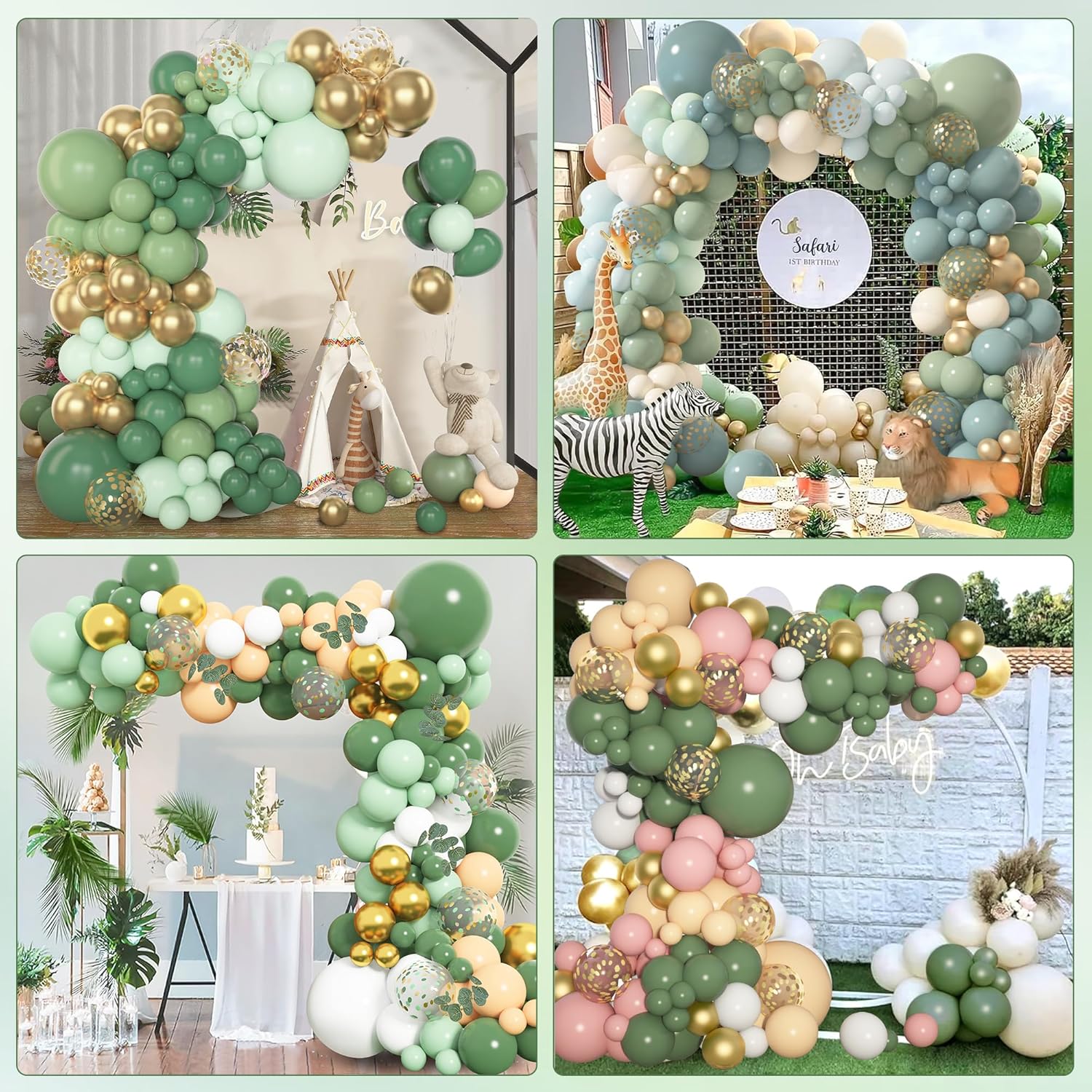 Amandir 153pcs Sage Green Balloon Garland Kit