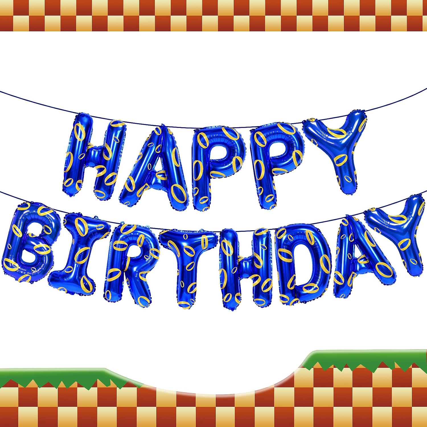 Cartoon Blue Hedgehog Birthday Banner Decorations