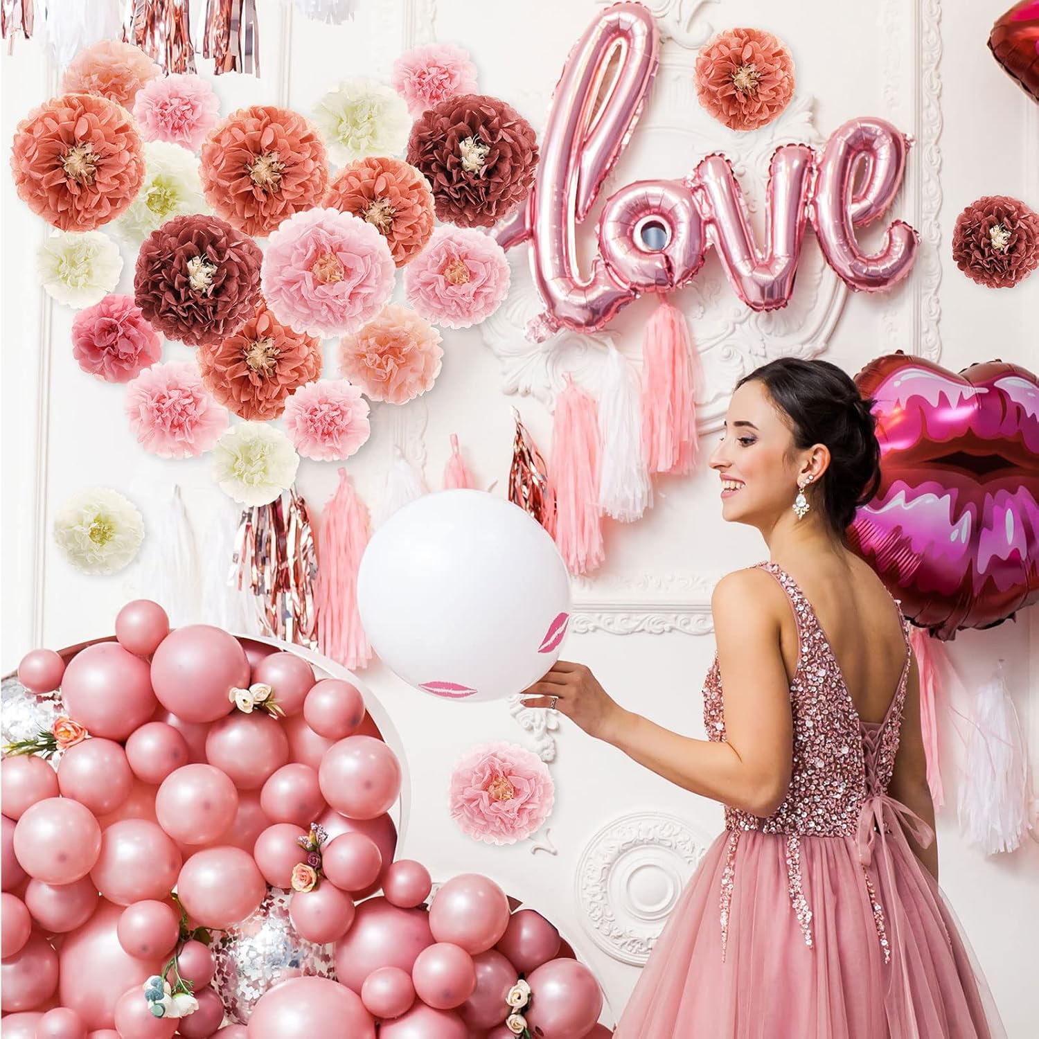24 Pcs Tissue Paper Pom Poms Flowers Decorations