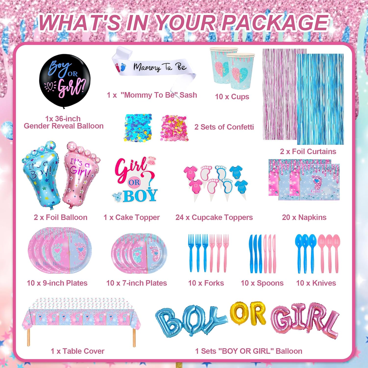 Boy Or Girl Gender Reveal Decorations Set