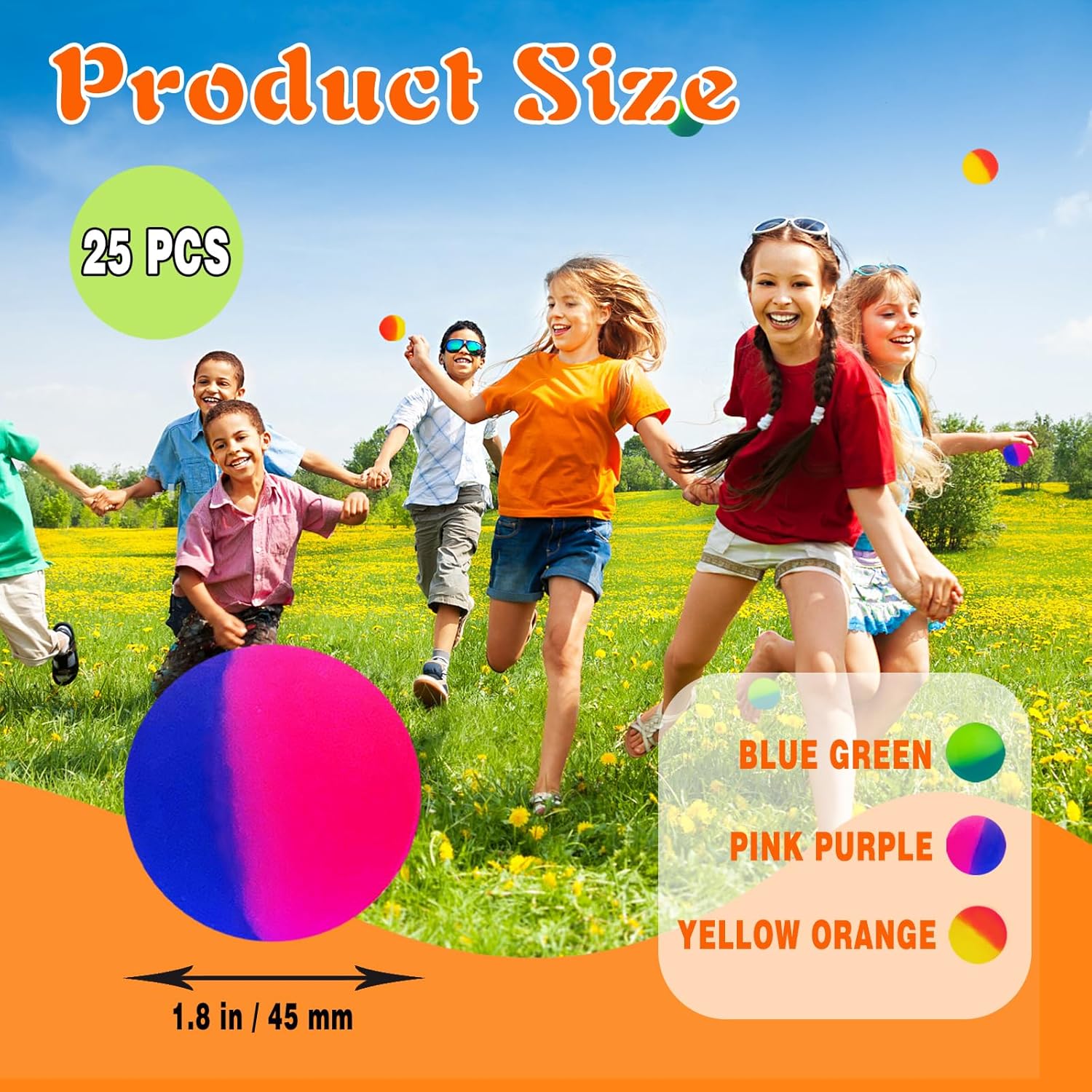 25 Pcs Jumbo Super Bouncy Balls for Party Favors