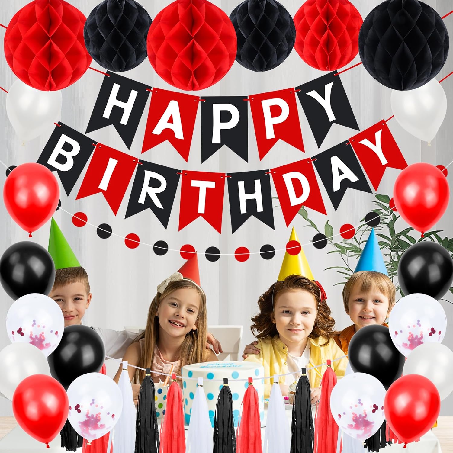 Black and Red Birthday Decorations Set - Party Decor for All Ages