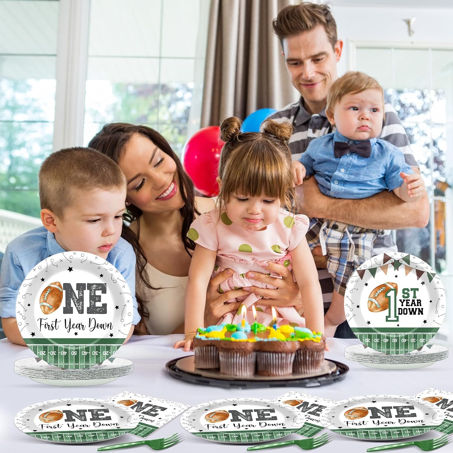 200PCS Football 1st Birthday Tableware Set for Kids