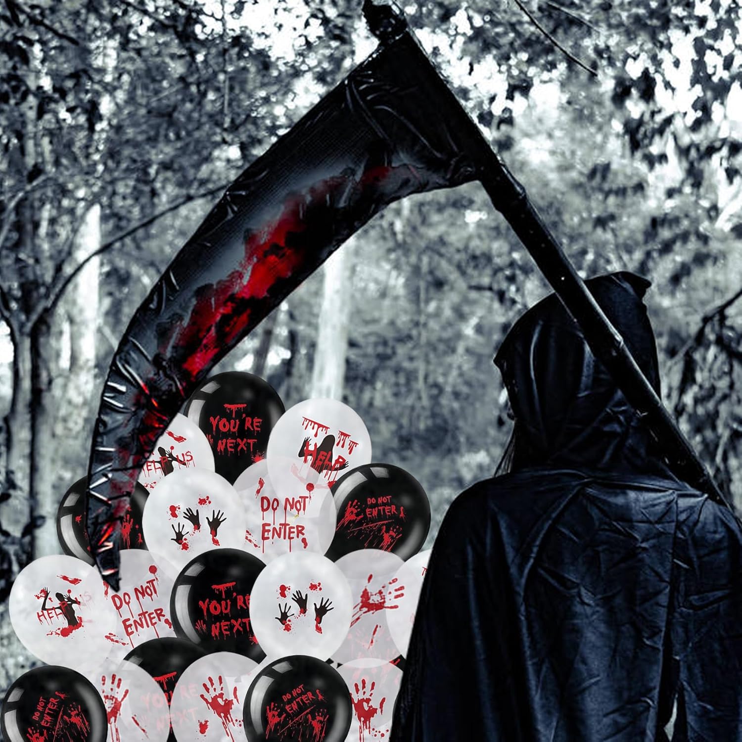 54PCS Halloween Balloons Set with Blood Splatter Design