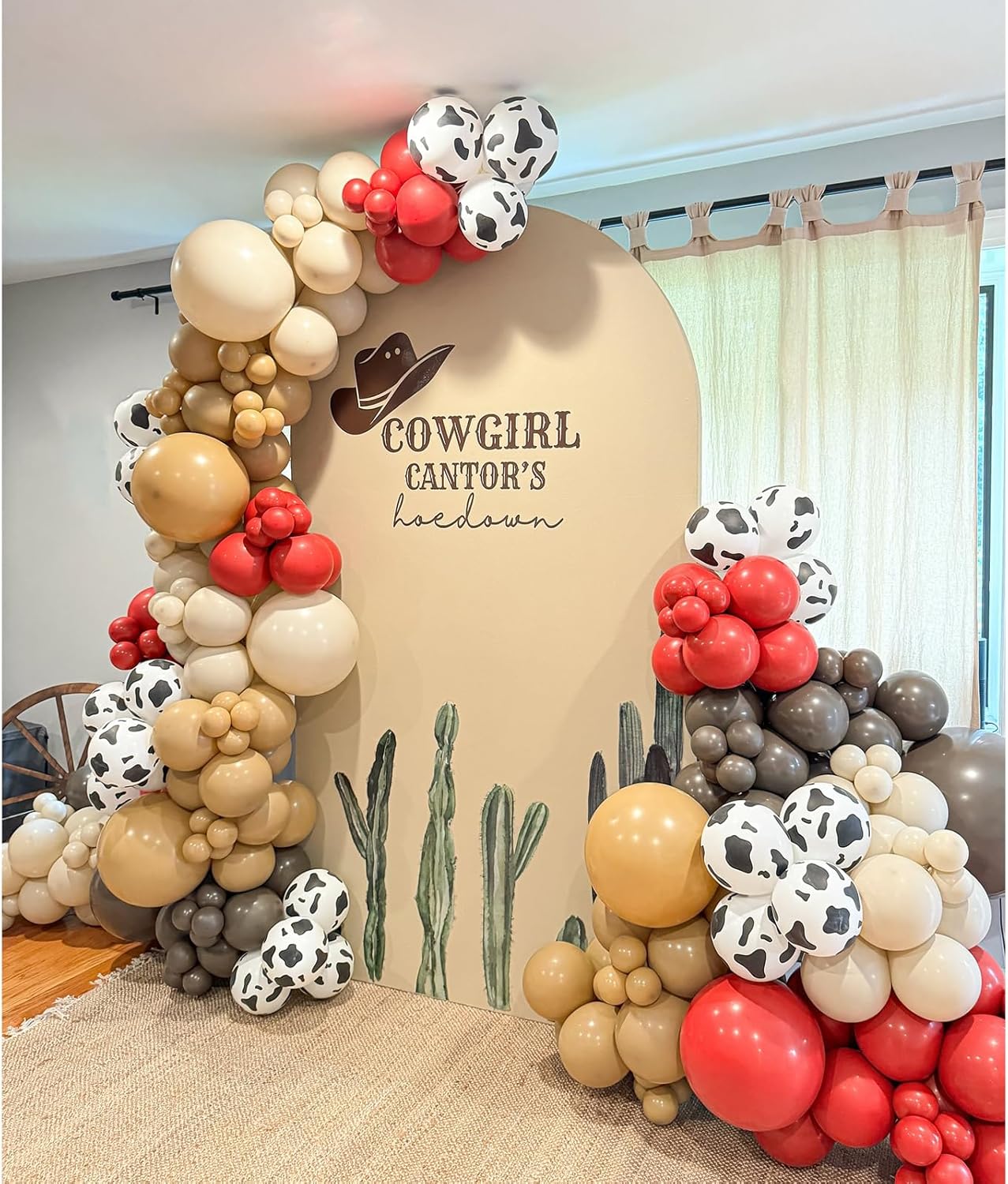 153 Pcs Red Brown Cow Balloon Arch Garland Kit