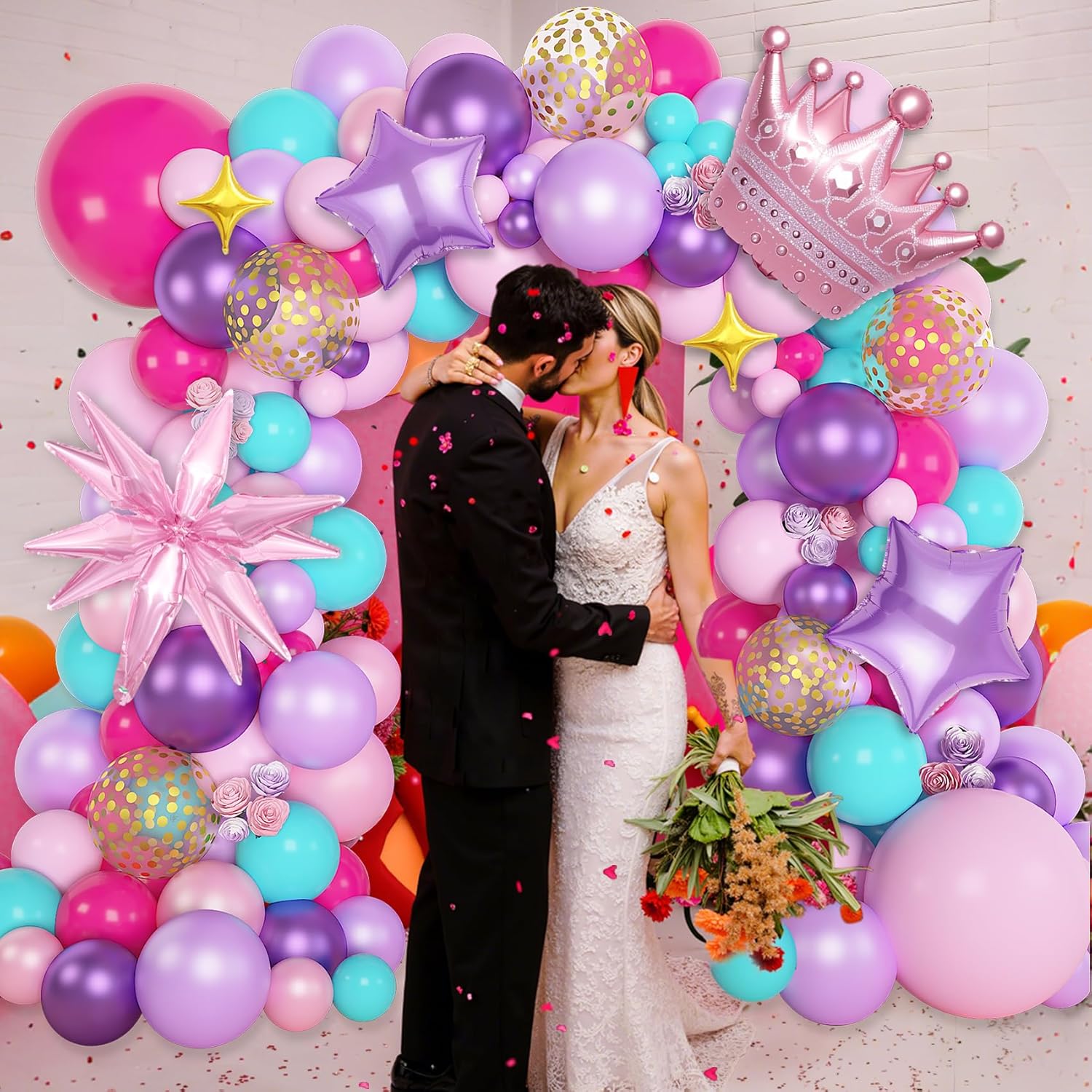 Ouddy Life 162Pcs Pink Purple Balloon Arch Kit