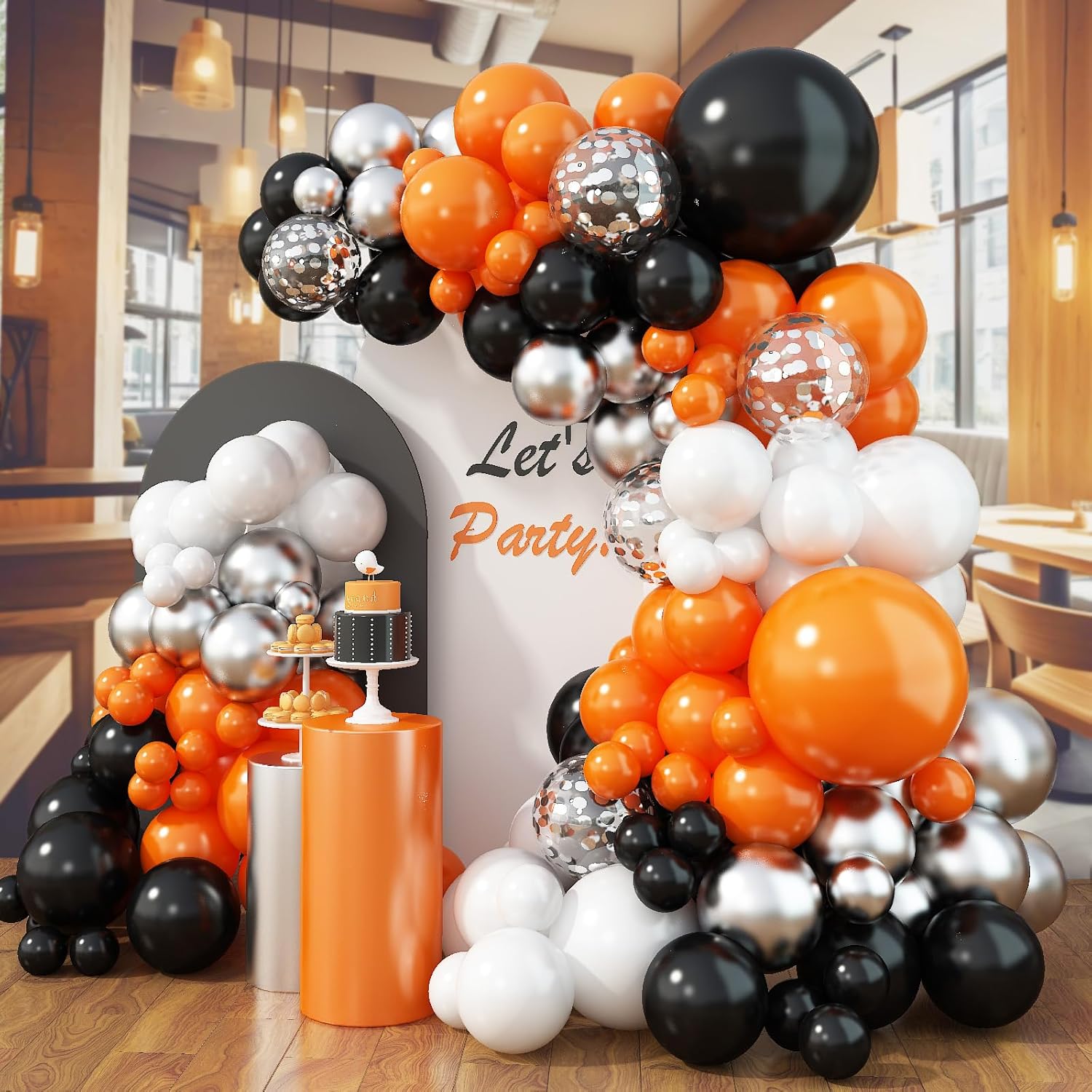 Orange and Black Balloon Arch Kit with 113pcs Balloons