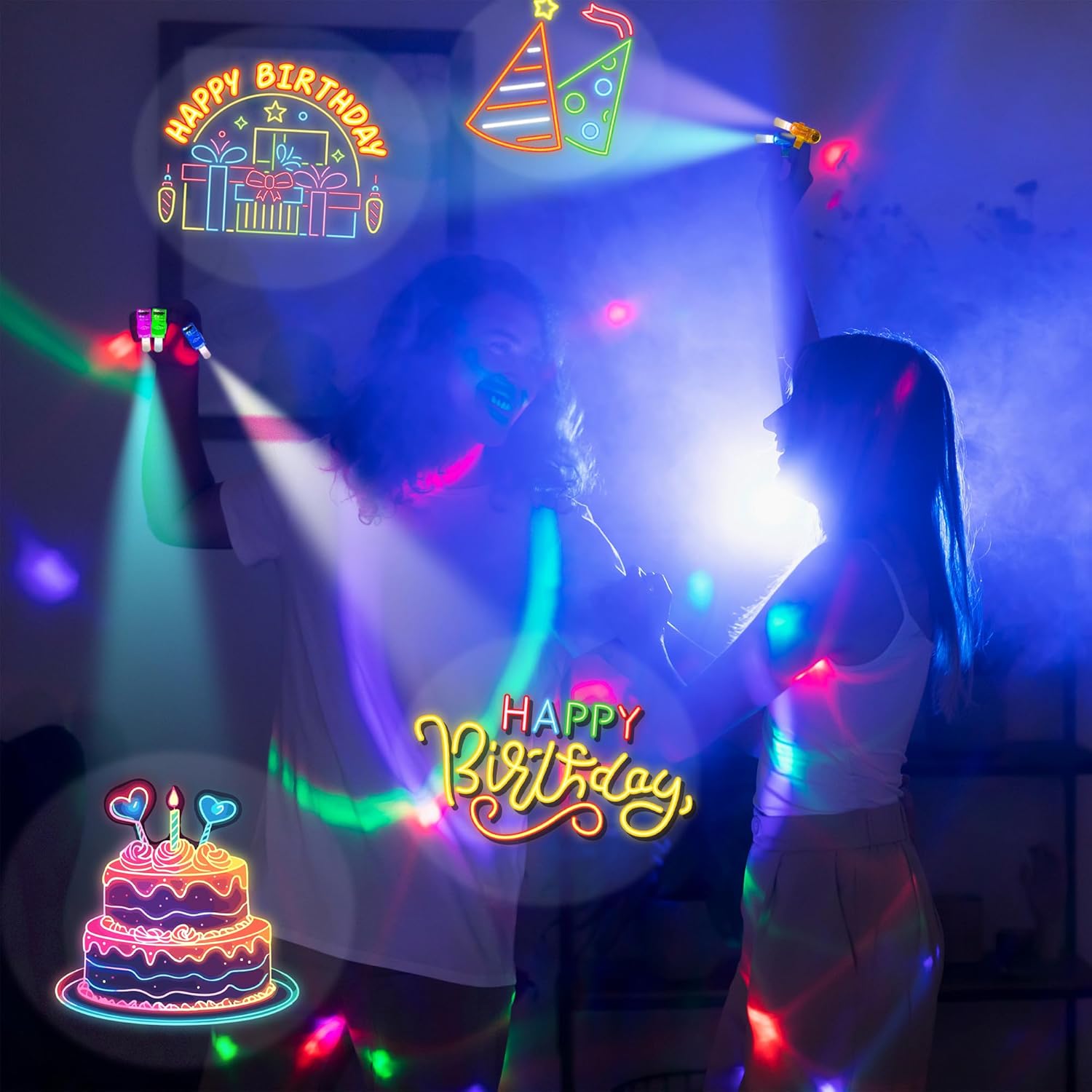 24PCS Neon Birthday LED Finger Lights Party Favors