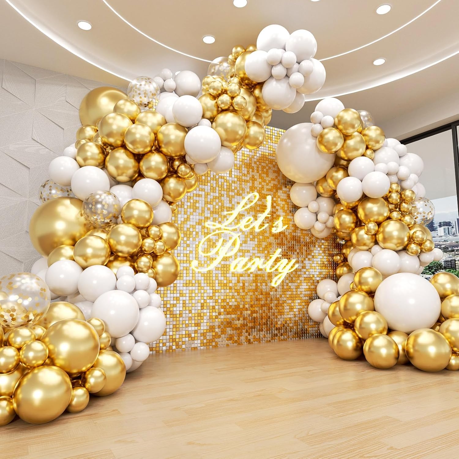 134pcs White and Gold Balloon Arch Kit for Parties