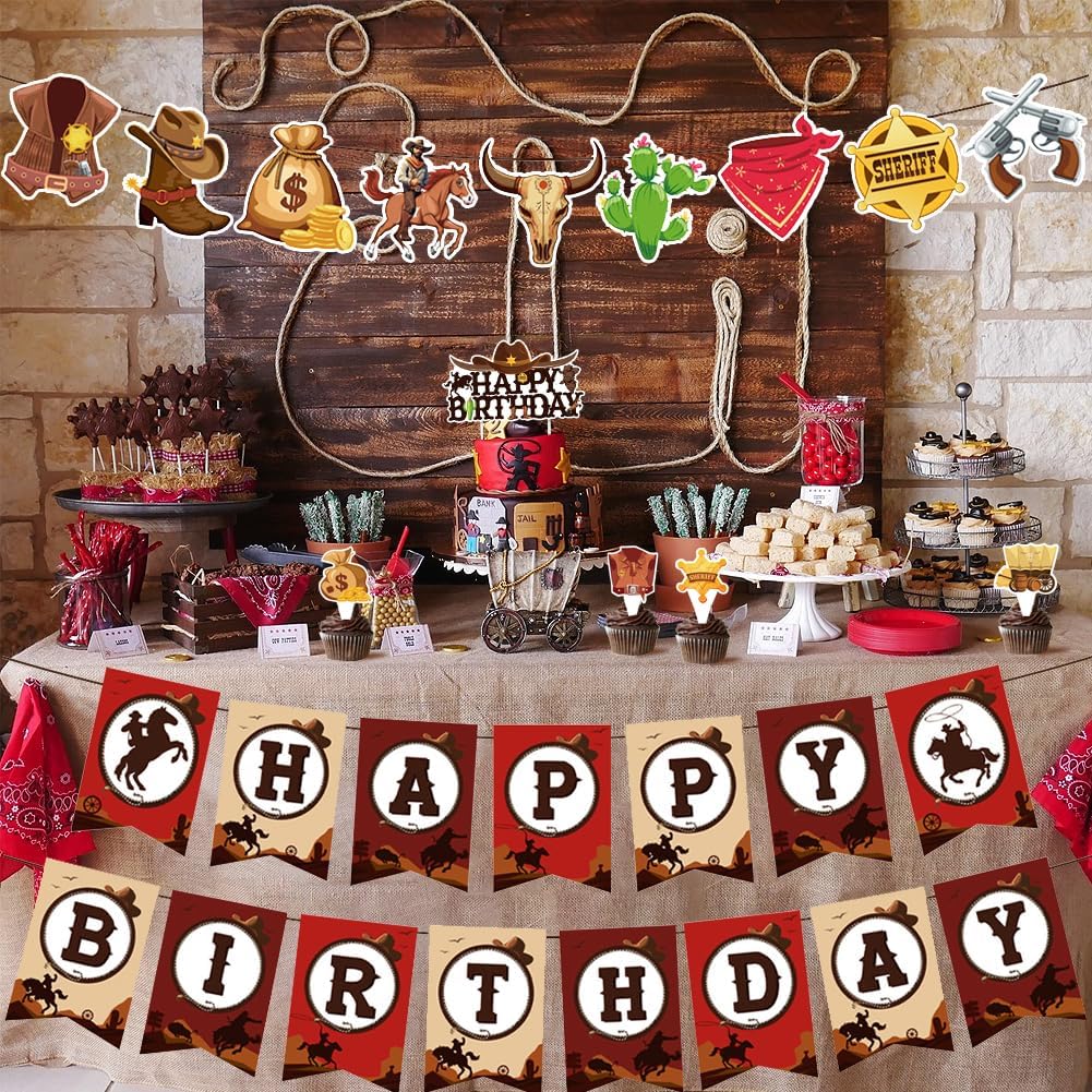 40PCS Cowboy Birthday Party Decorations Set