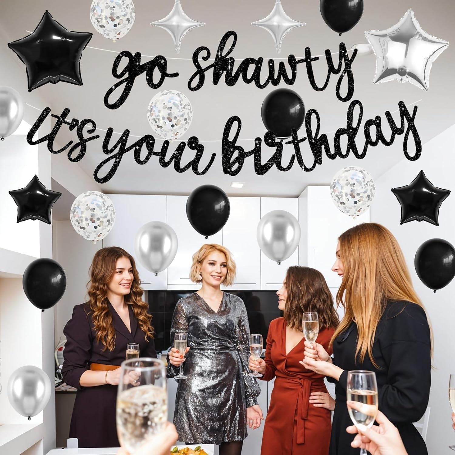 Vibzox Black Go Shawty Birthday Balloons Set