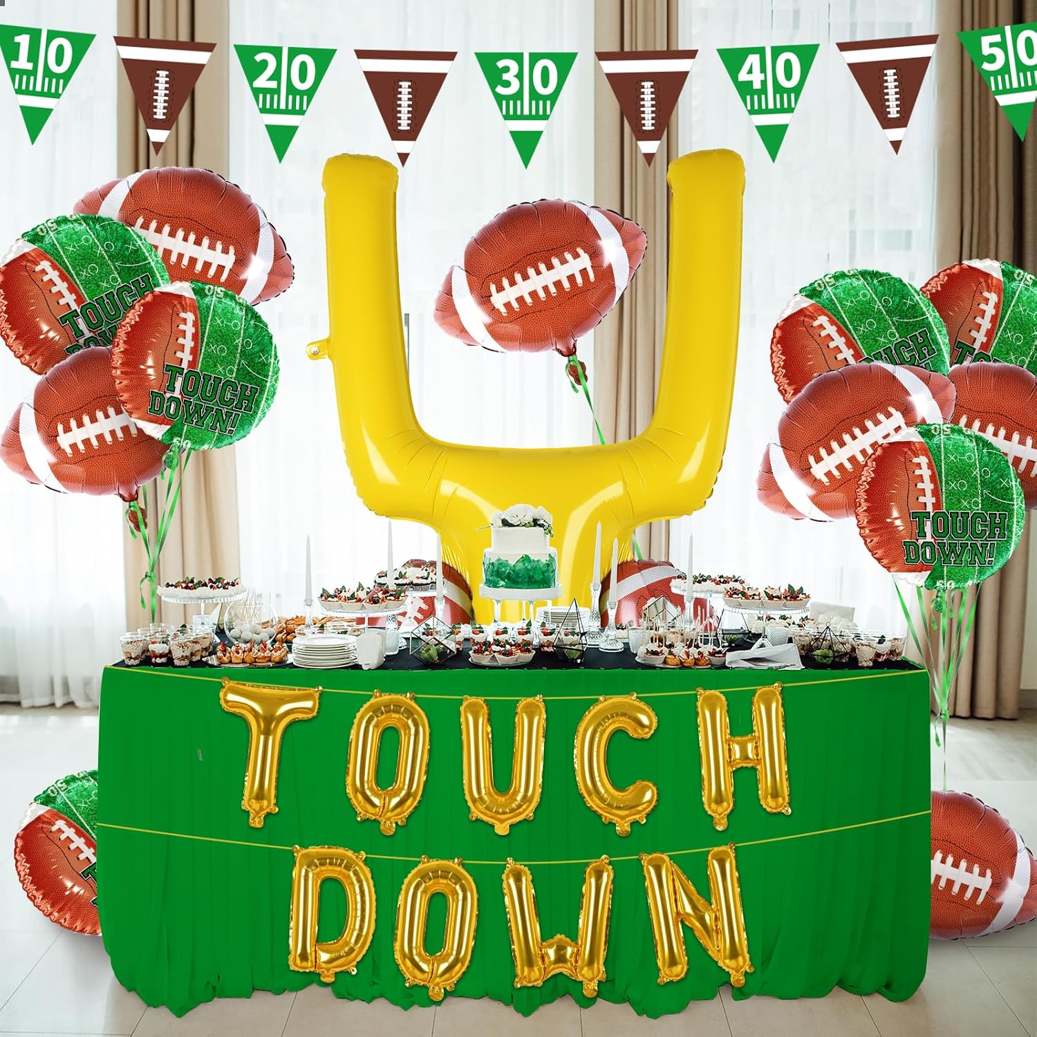 Football Party Supplies Kit Touchdown Balloons Goal Post Decorations