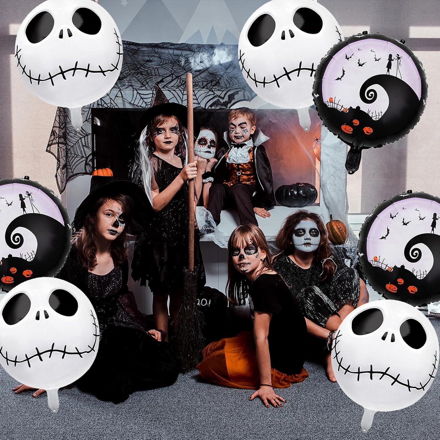 16Pcs Halloween Balloons Skull Nightmare Decorations for Party Supplies