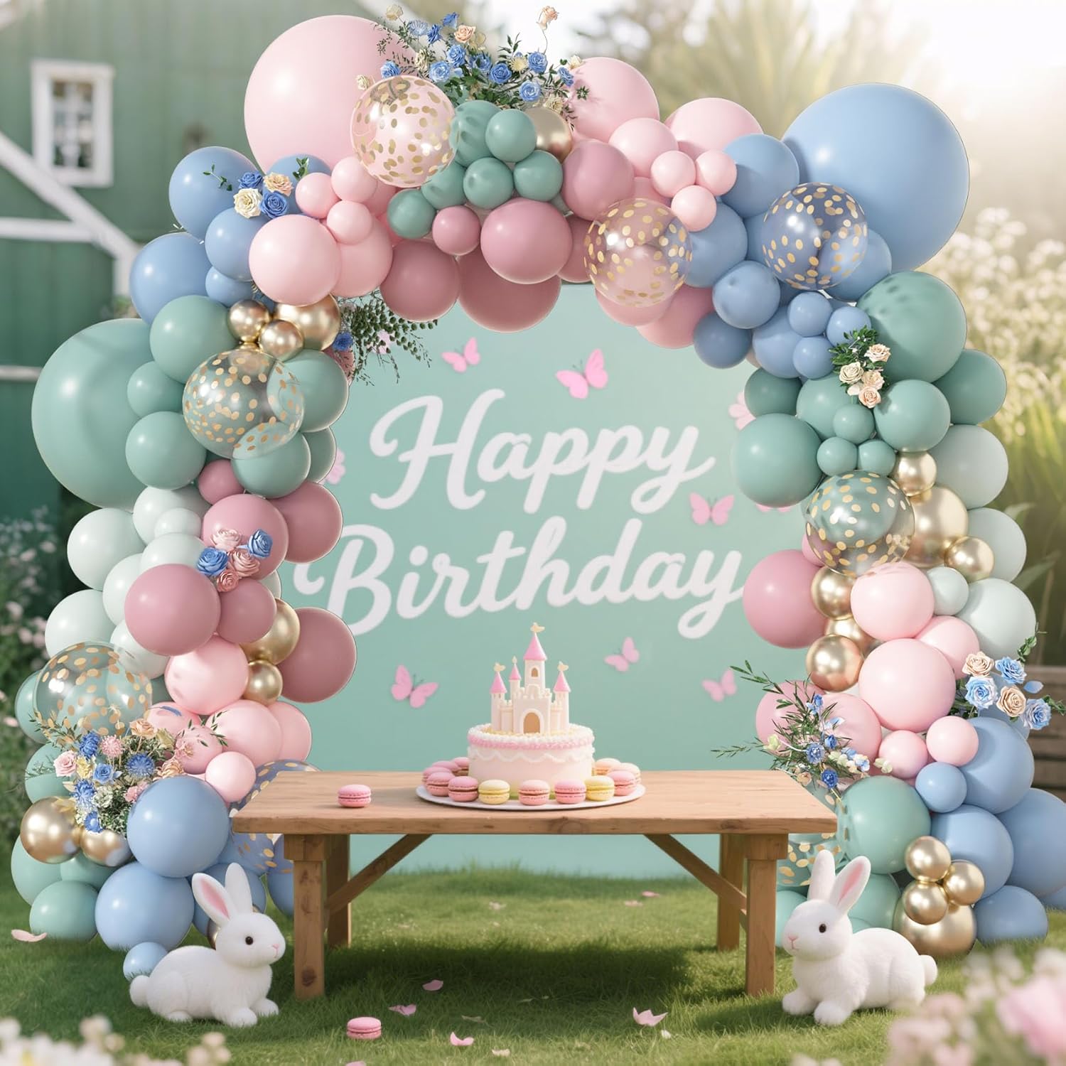 Amandir 173Pcs Pastel Balloon Arch Kit for Baby Showers and Birthdays