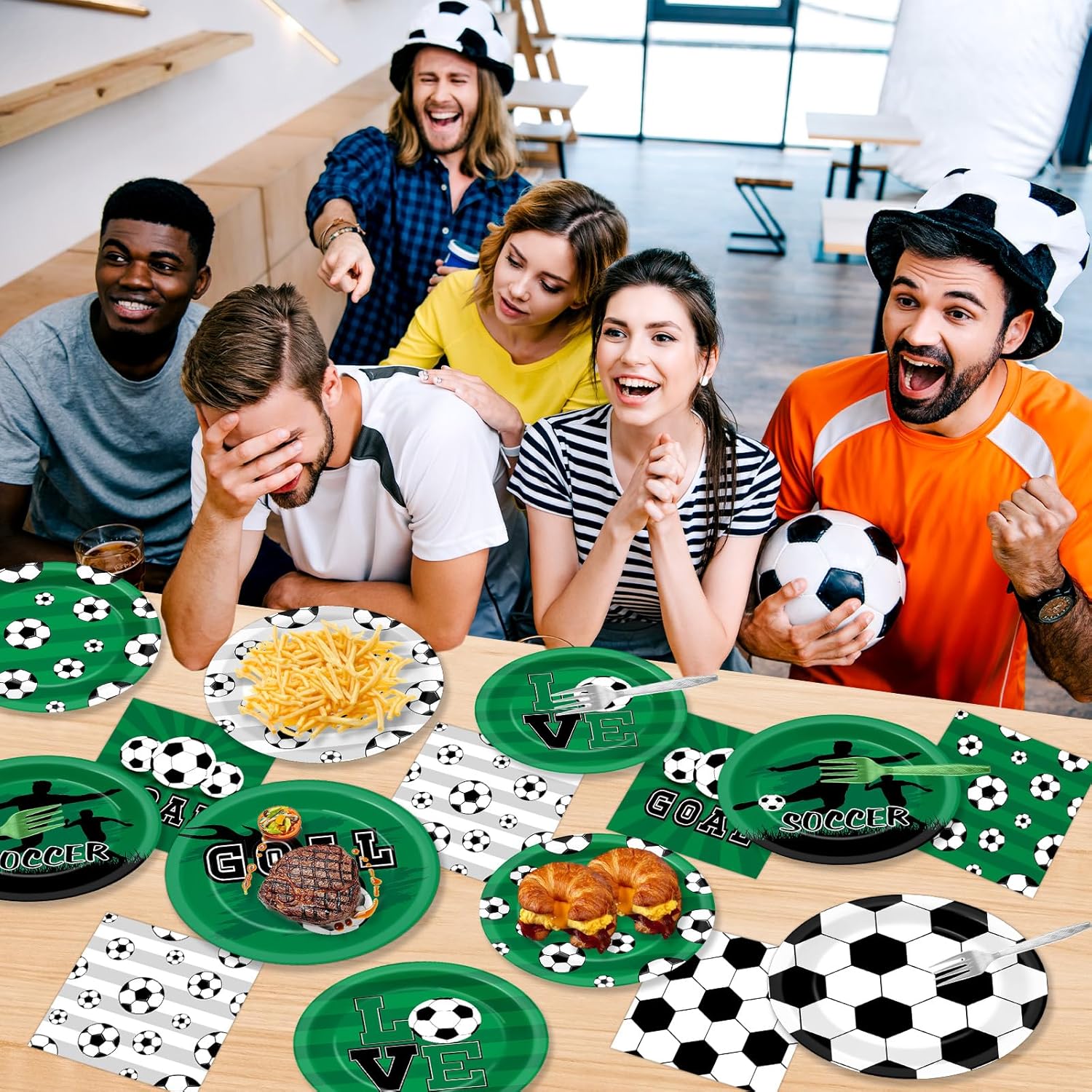Soccer Themed Party Supplies Set for 24 Guests