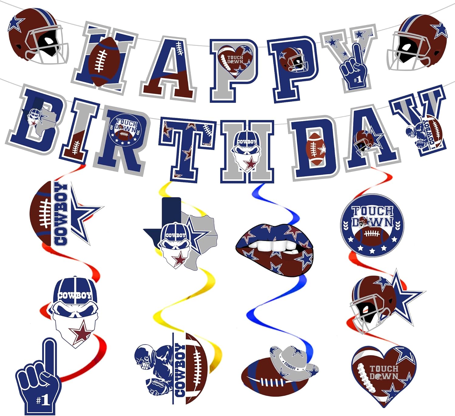 Cowboys Birthday Party Decorations - 11 Pcs Football Banners