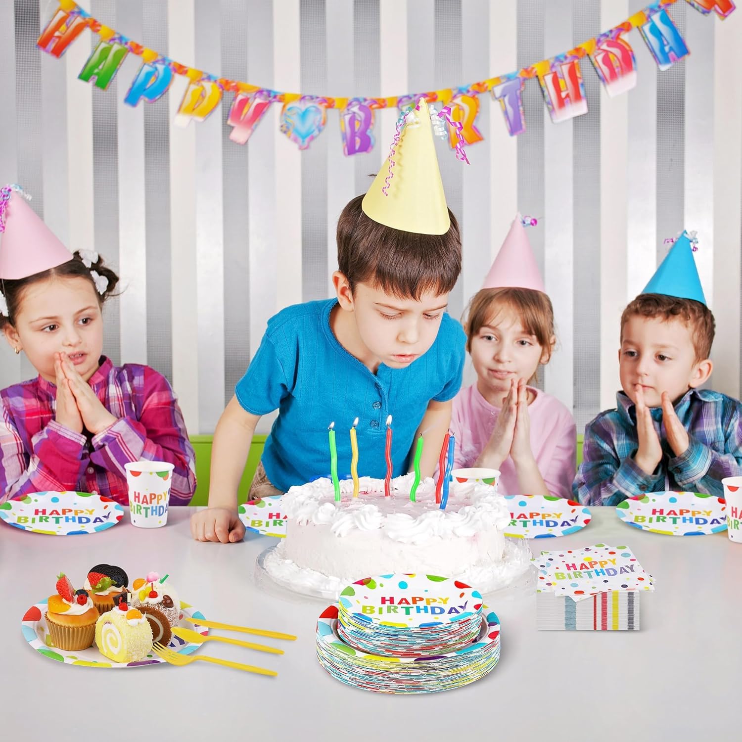 400 Piece Happy Birthday Party Supplies Set