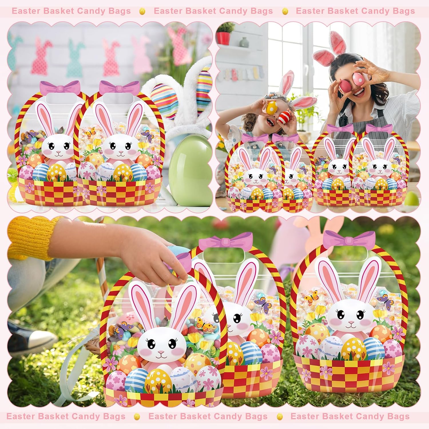 Fuutreo 50 Pcs Easter Gift Bags with Handles