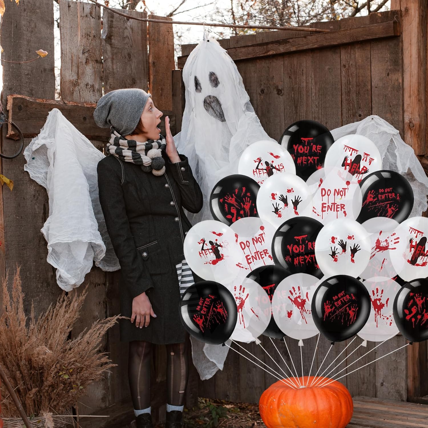 54PCS Halloween Balloons Set with Blood Splatter Design