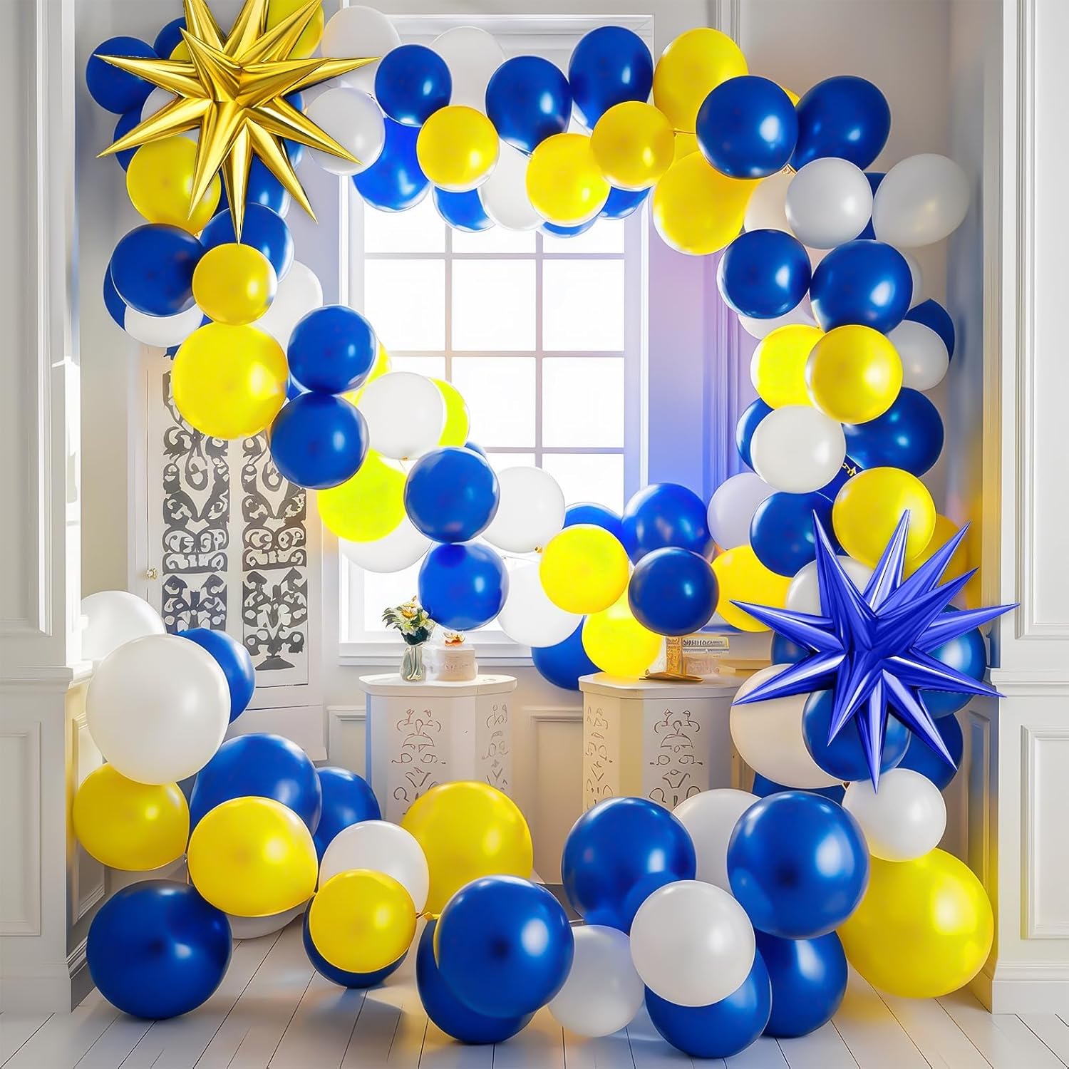 Blue Yellow Balloon Arch Kit for Parties