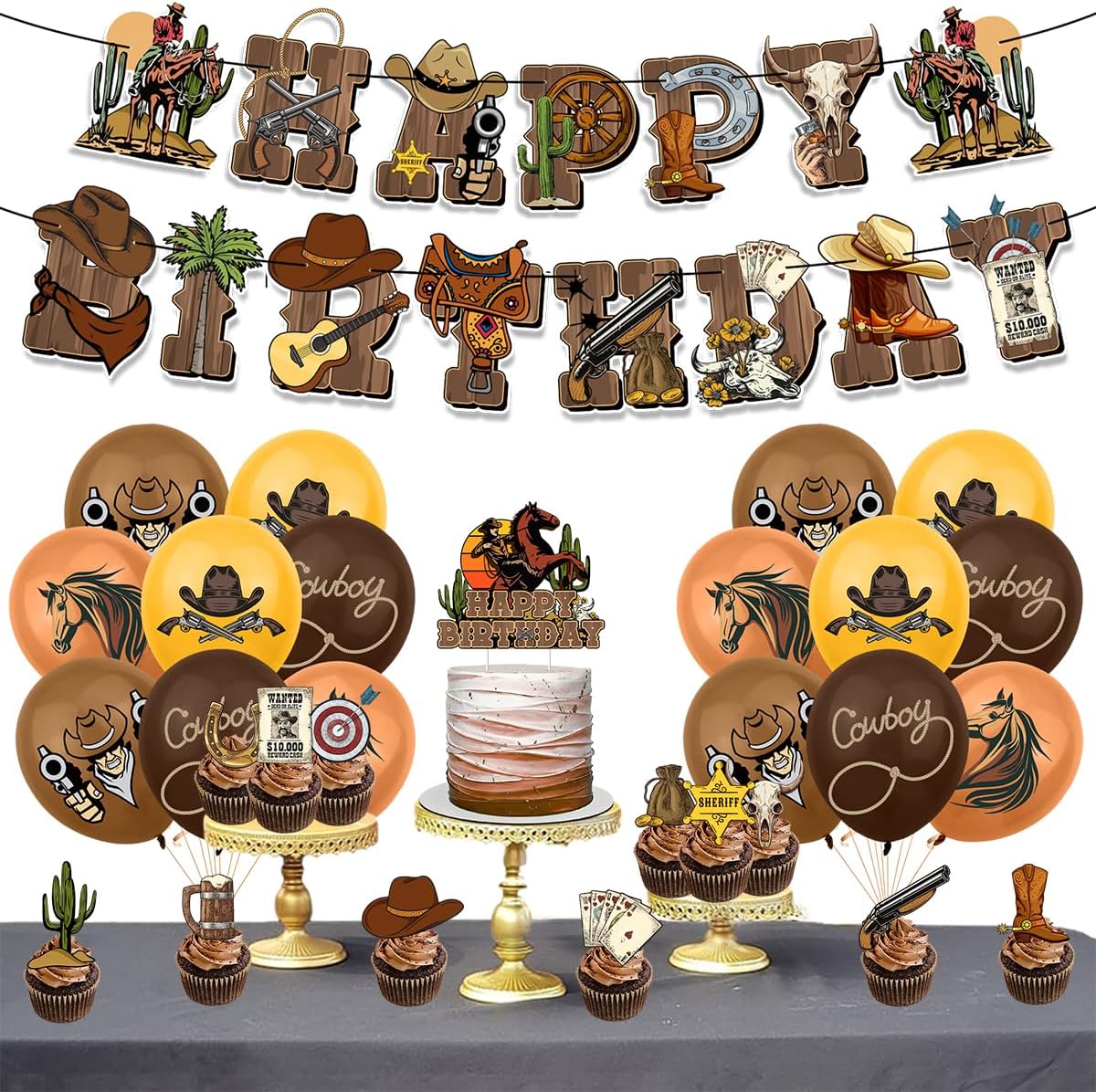 Western Cowboy Party Decorations Set