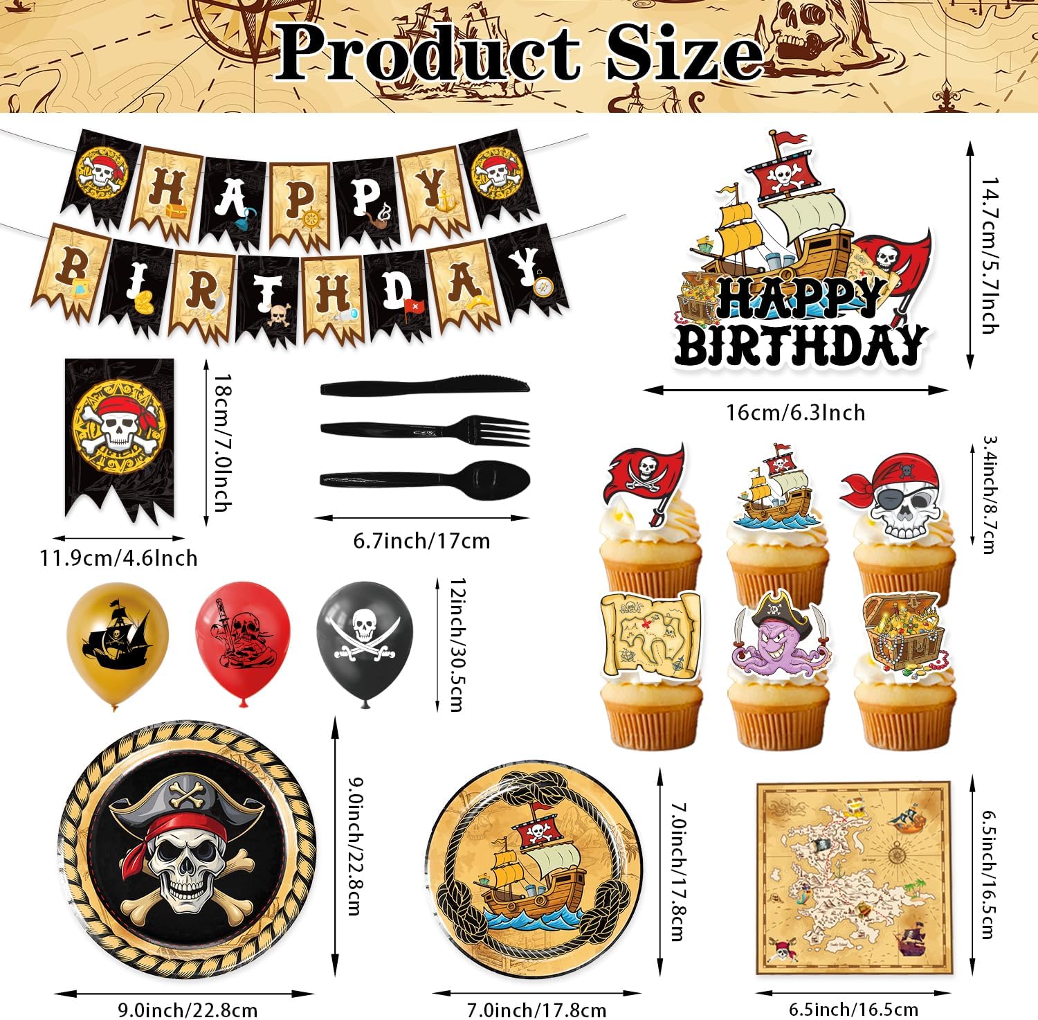 Heidaman 120Pcs Pirate Party Decorations Set