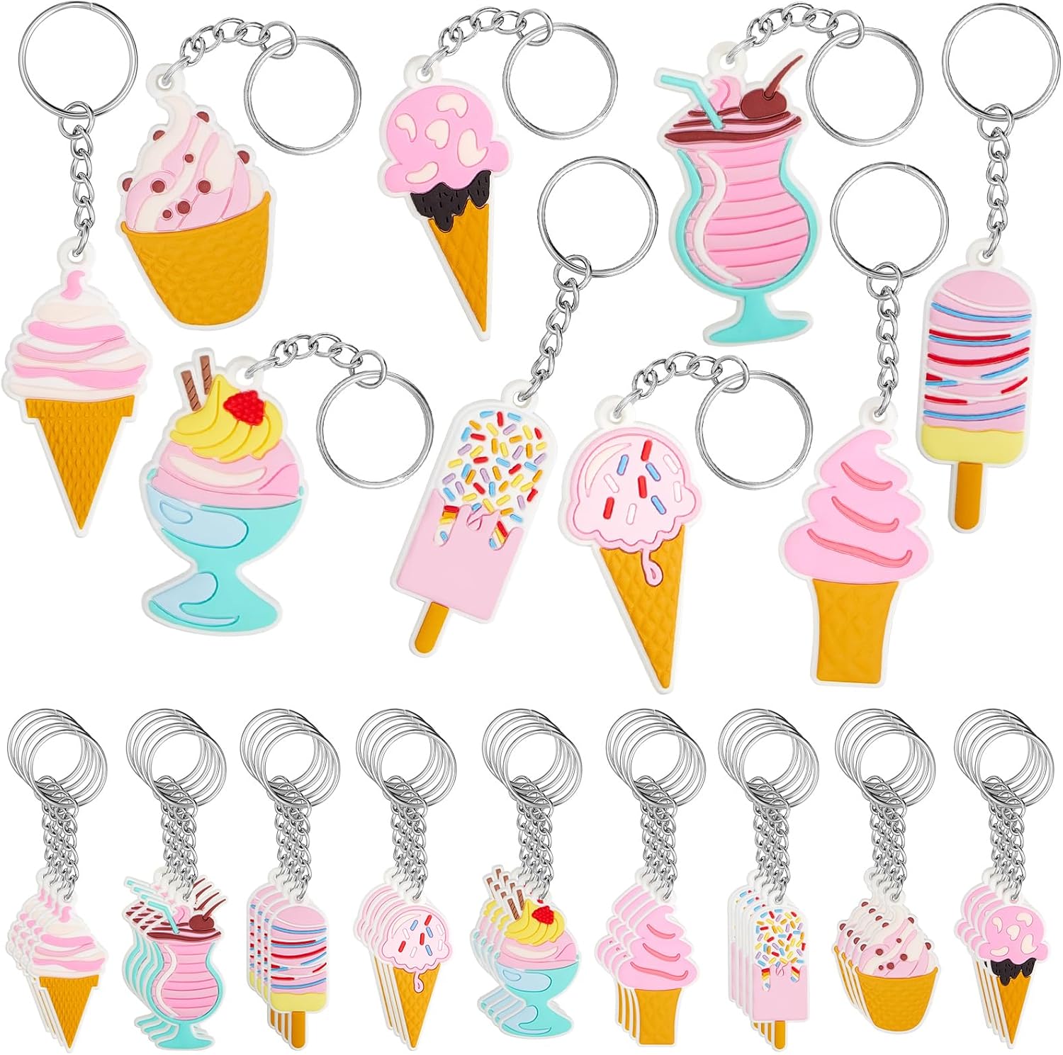 Sasylvia 36 Pcs Ice Cream Party Keychains
