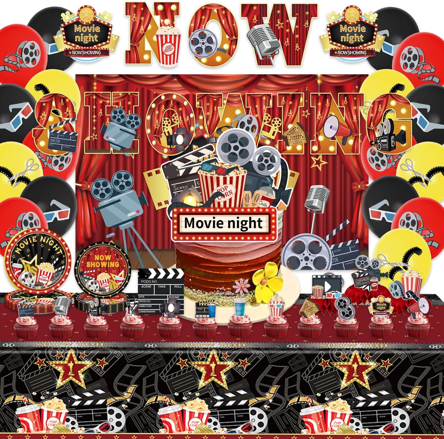 106Pcs Movie Night Decorations Party Set