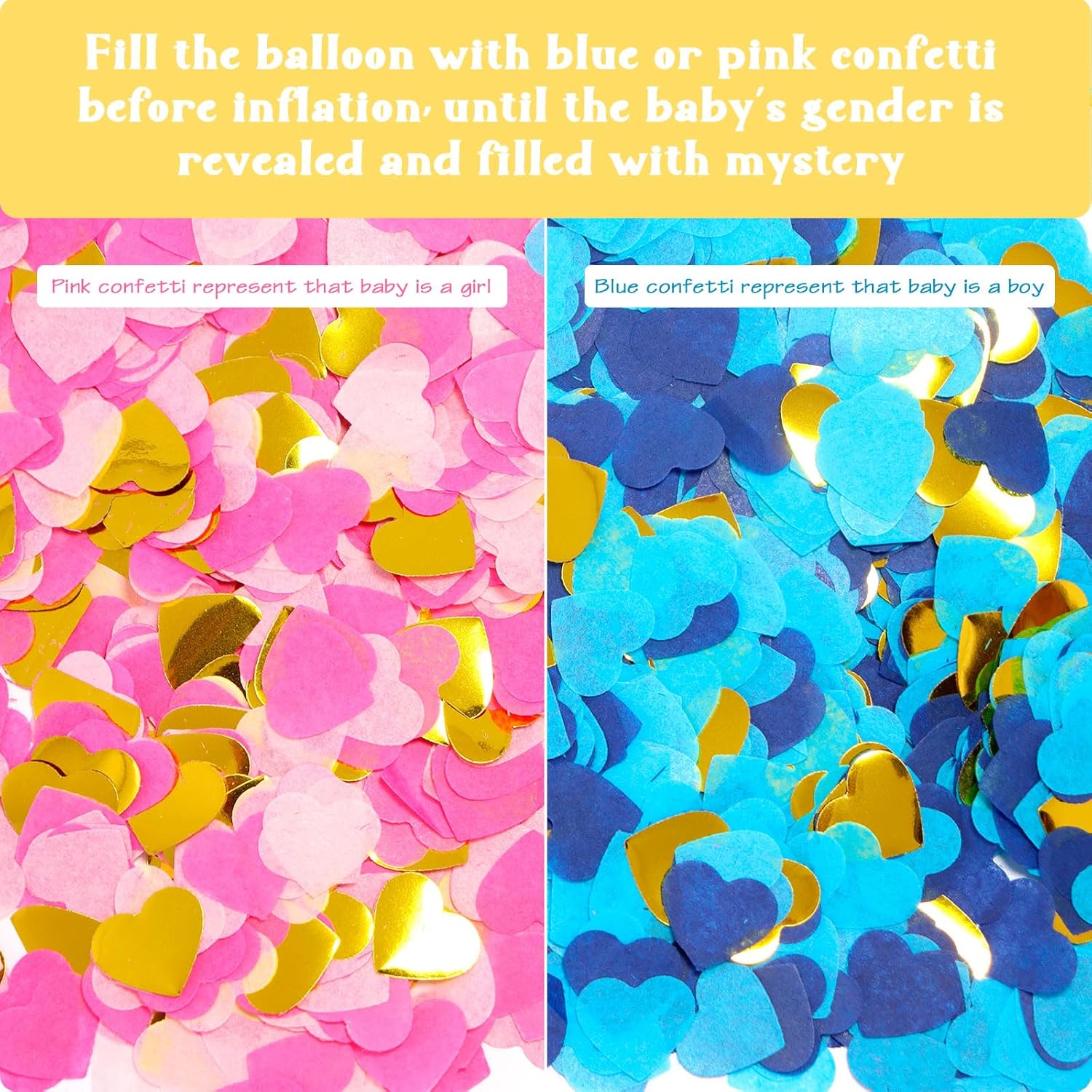2 Pcs Black Gender Reveal Balloons with Confetti