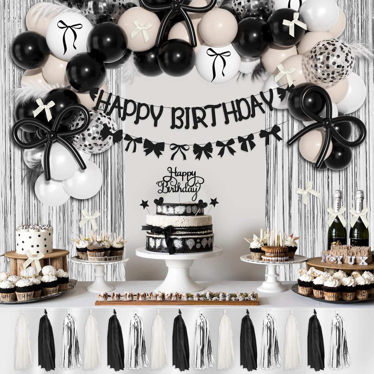 Ouddy Life Black Bow Birthday Decorations
