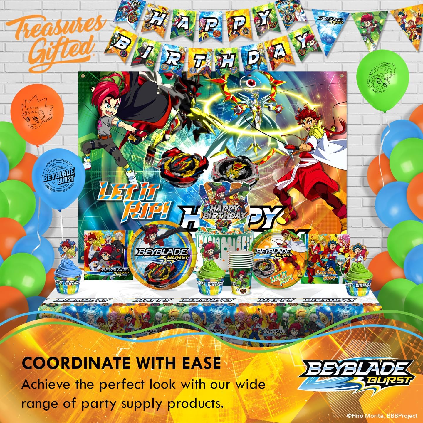 Treasures Gifted Beyblade Burst Tablecloth 54x108 Birthday Party Decor