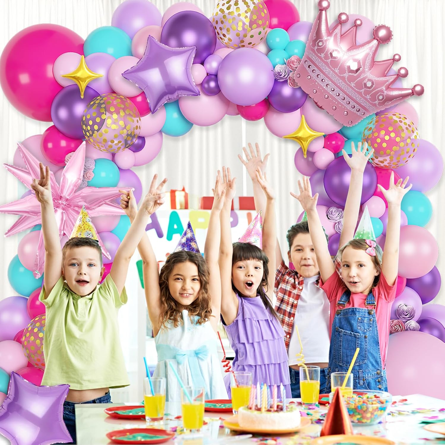 Ouddy Life 162Pcs Pink Purple Balloon Arch Kit