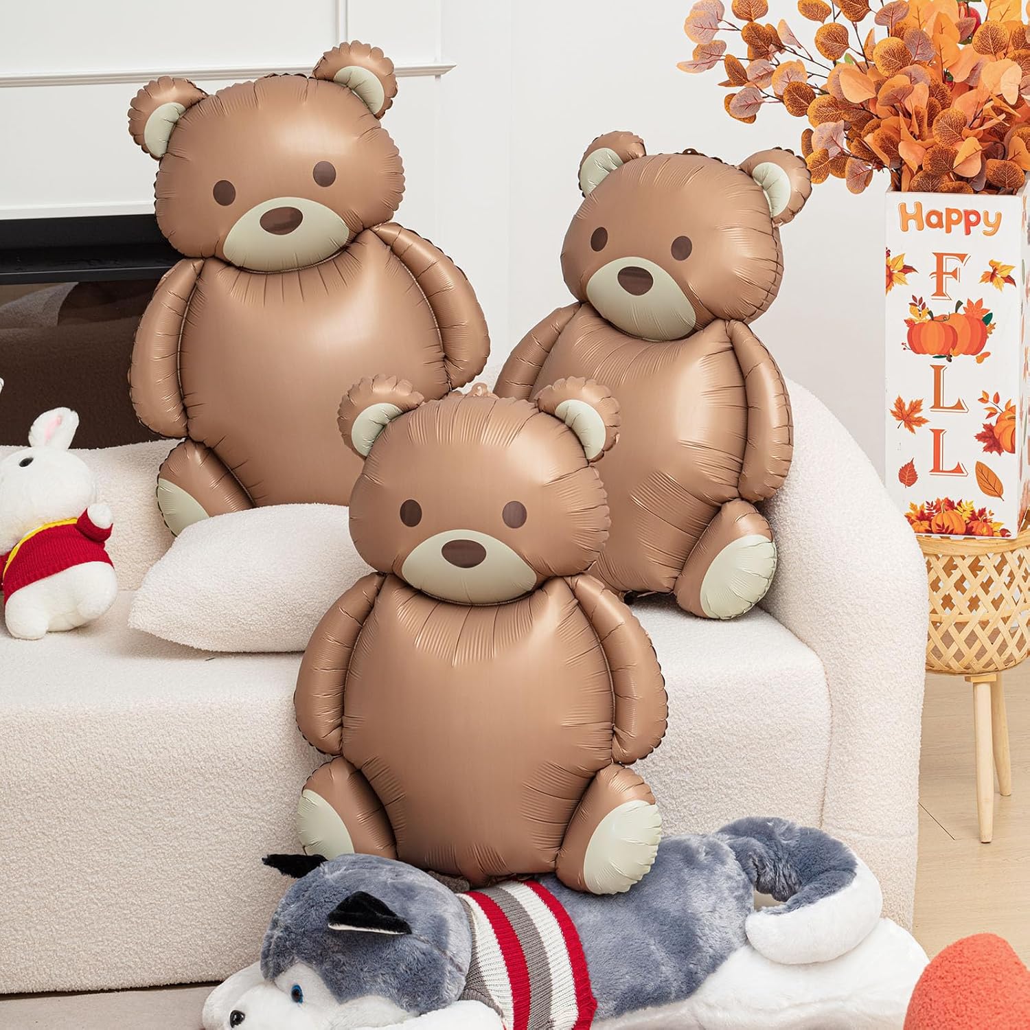 4 Pcs Big Brown Bear Foil Balloons for Birthday Parties