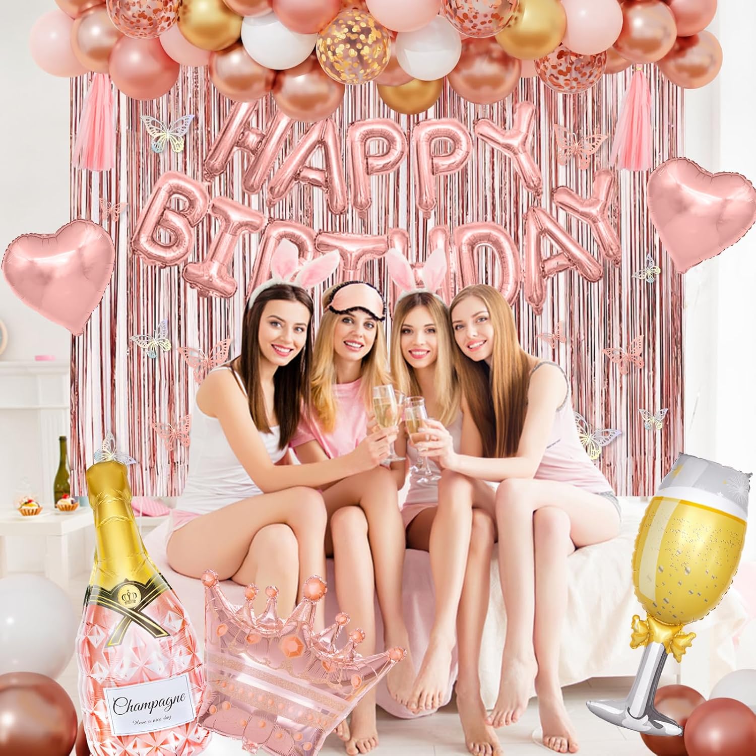 Rose Gold Birthday Decorations for Women Girls