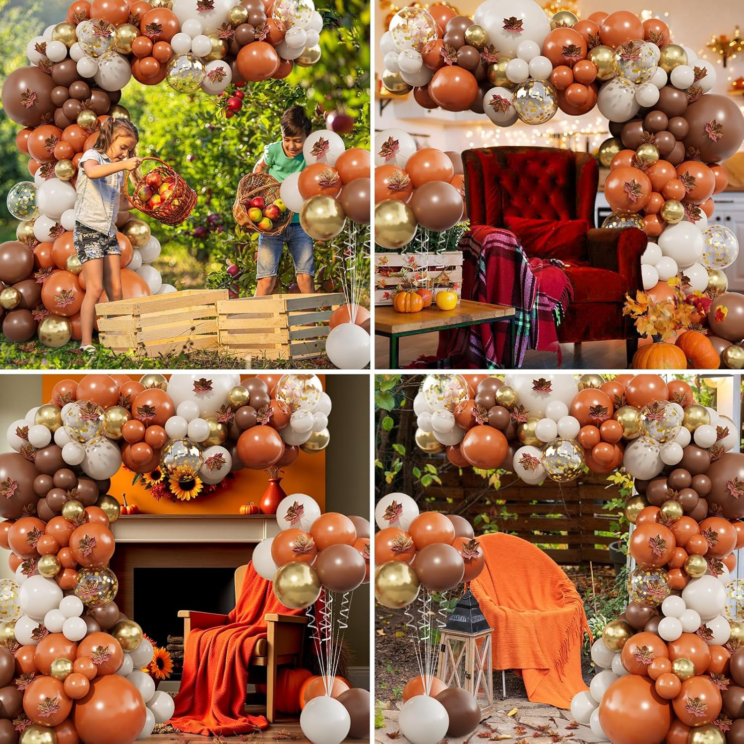 215pcs Fall Balloon Arch Kit with Maple Leaves