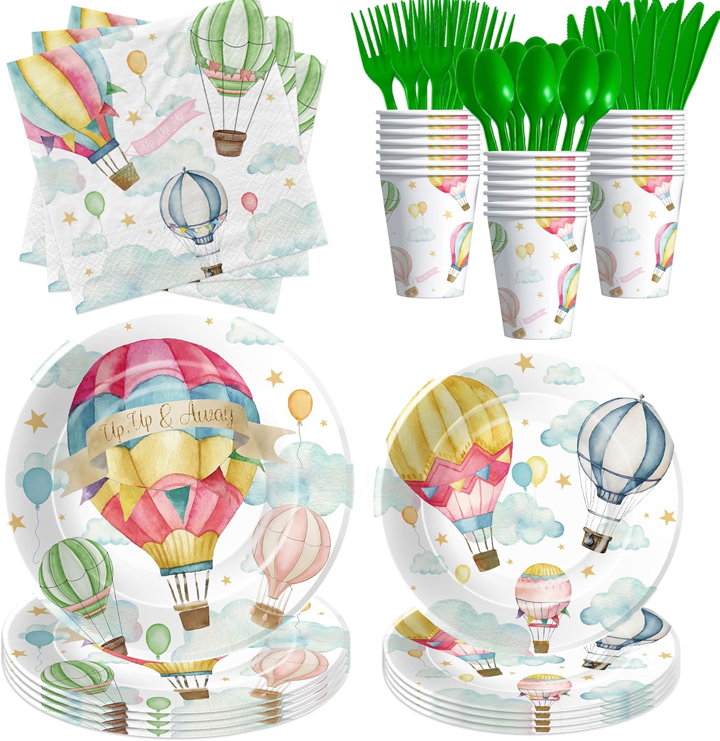 Hot Air Balloon Party Tableware Set for 24 Guests