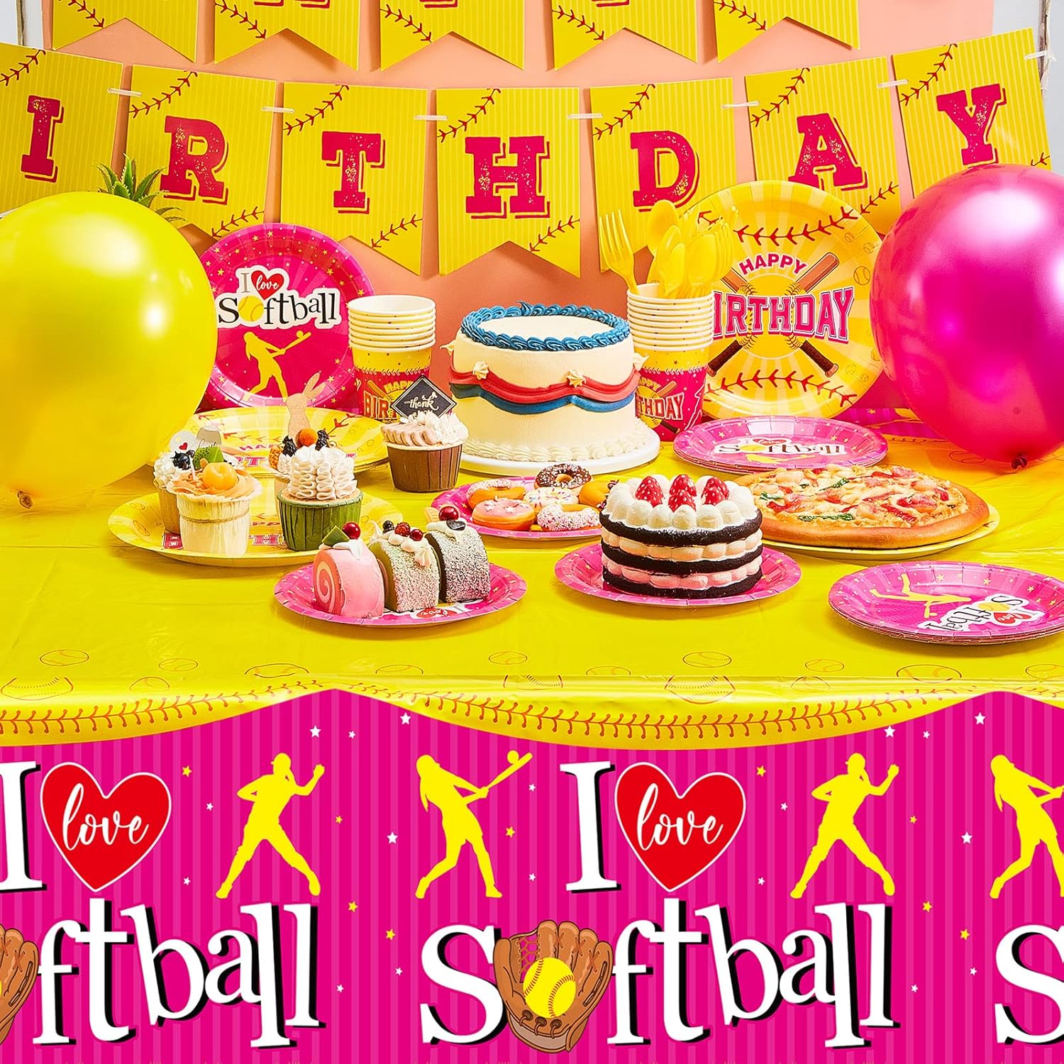 Gueevin 115 Pcs Softball Party Decor Kit