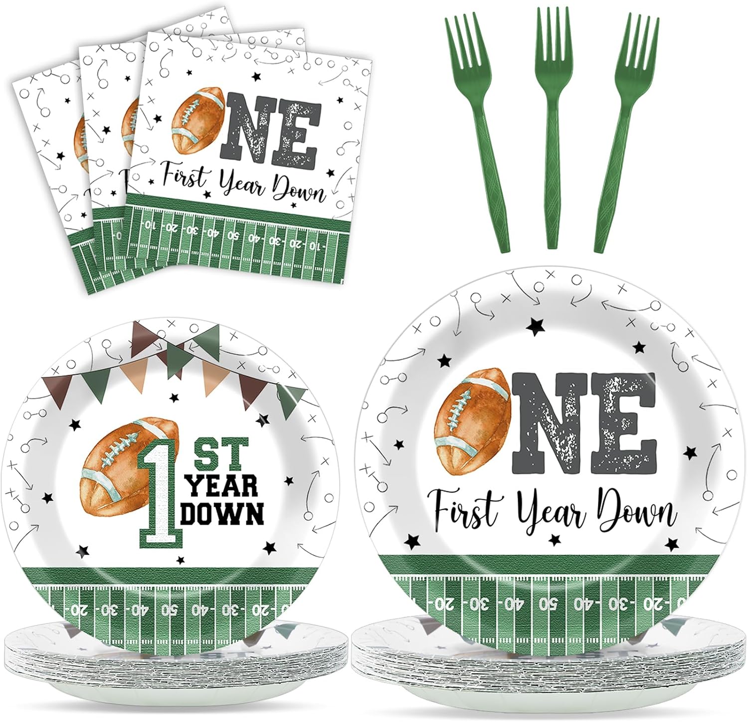 200PCS Football 1st Birthday Tableware Set for Kids
