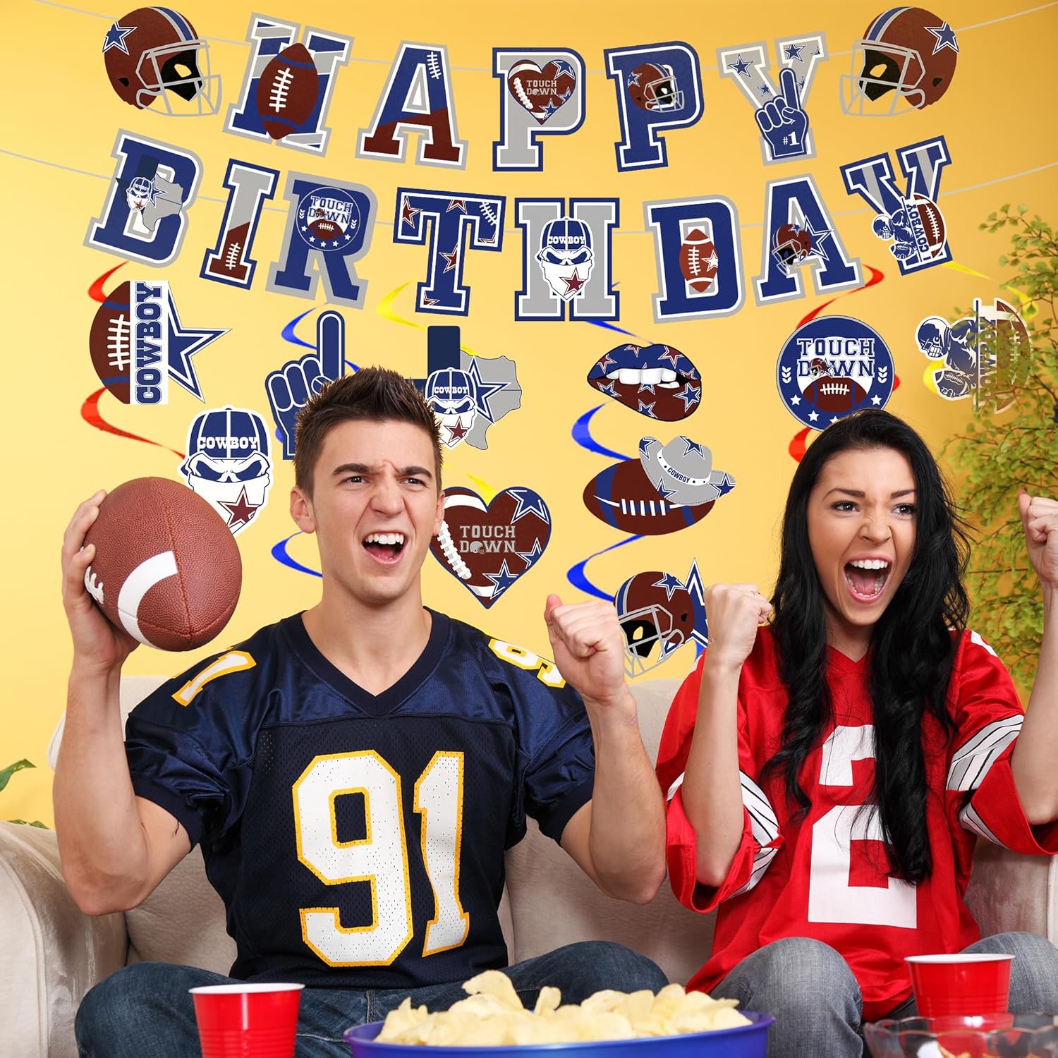 Cowboys Birthday Party Decorations - 11 Pcs Football Banners