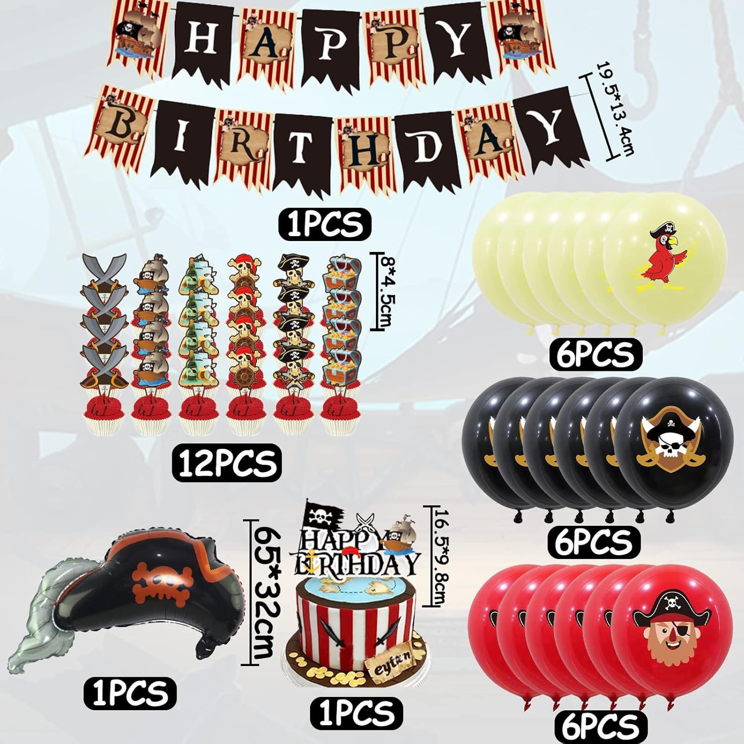 Pirate Theme Birthday Decorations 38 Piece Set