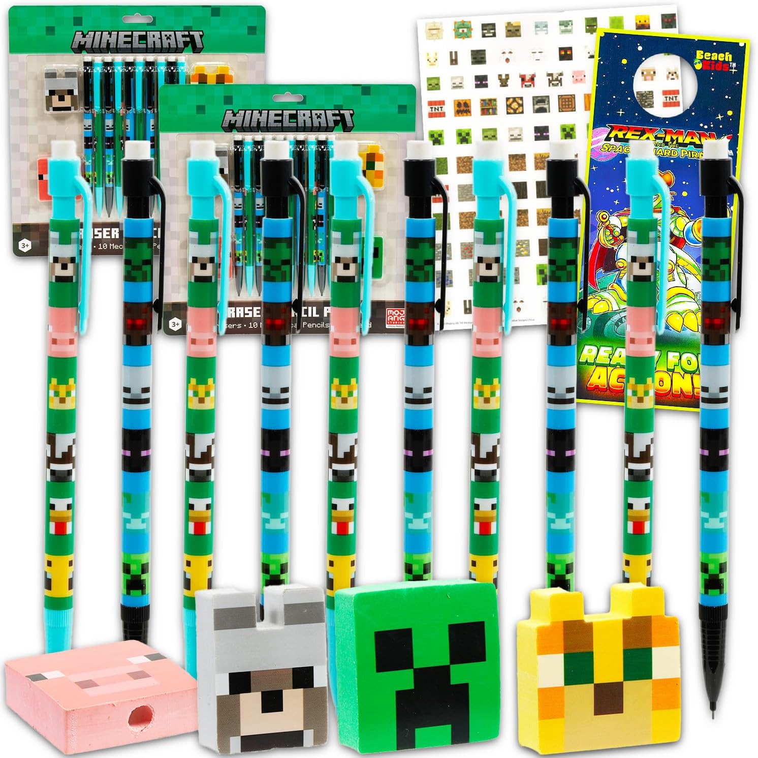 Minecraft Mechanical Pencils and Erasers Party Favors Pack