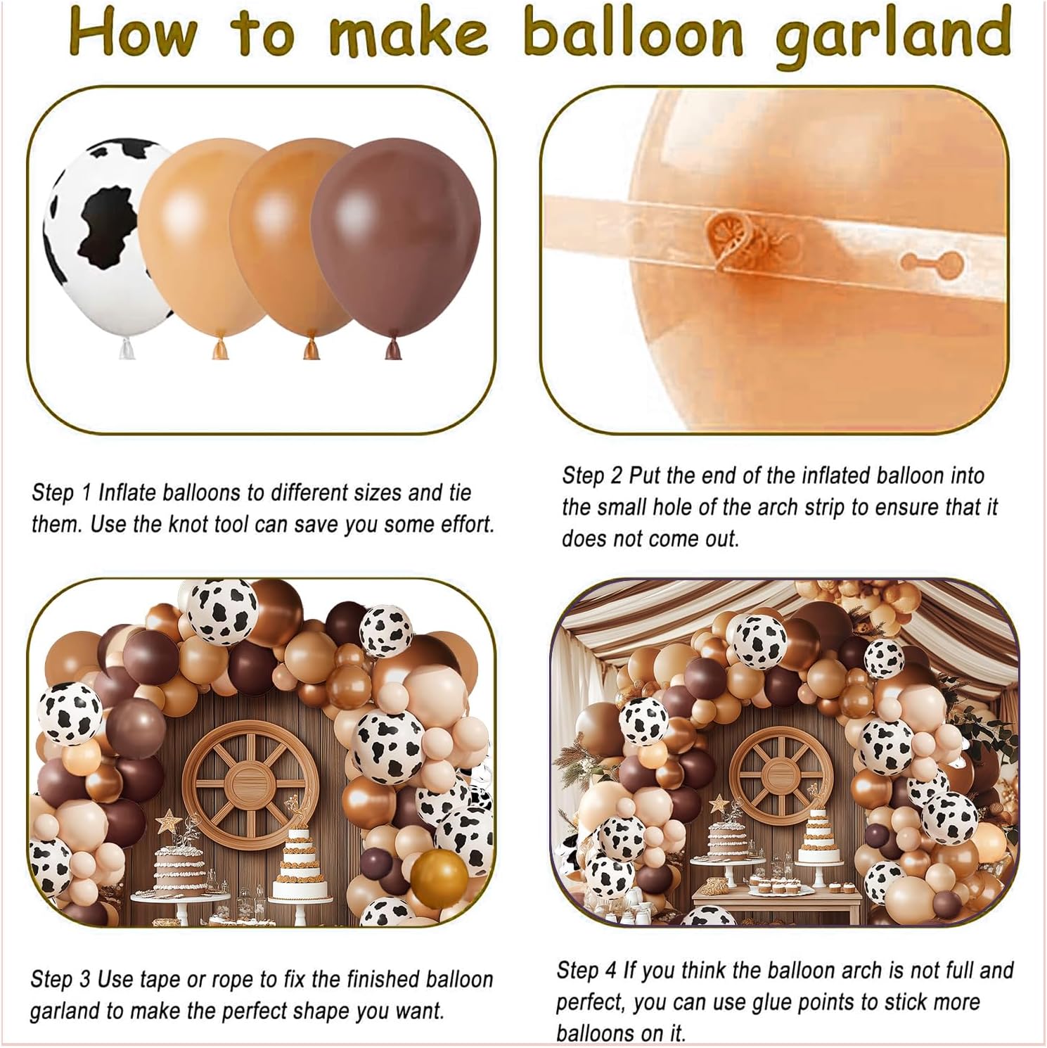 Western Themed Balloon Arch Kit 163 Pieces Ranch Decor