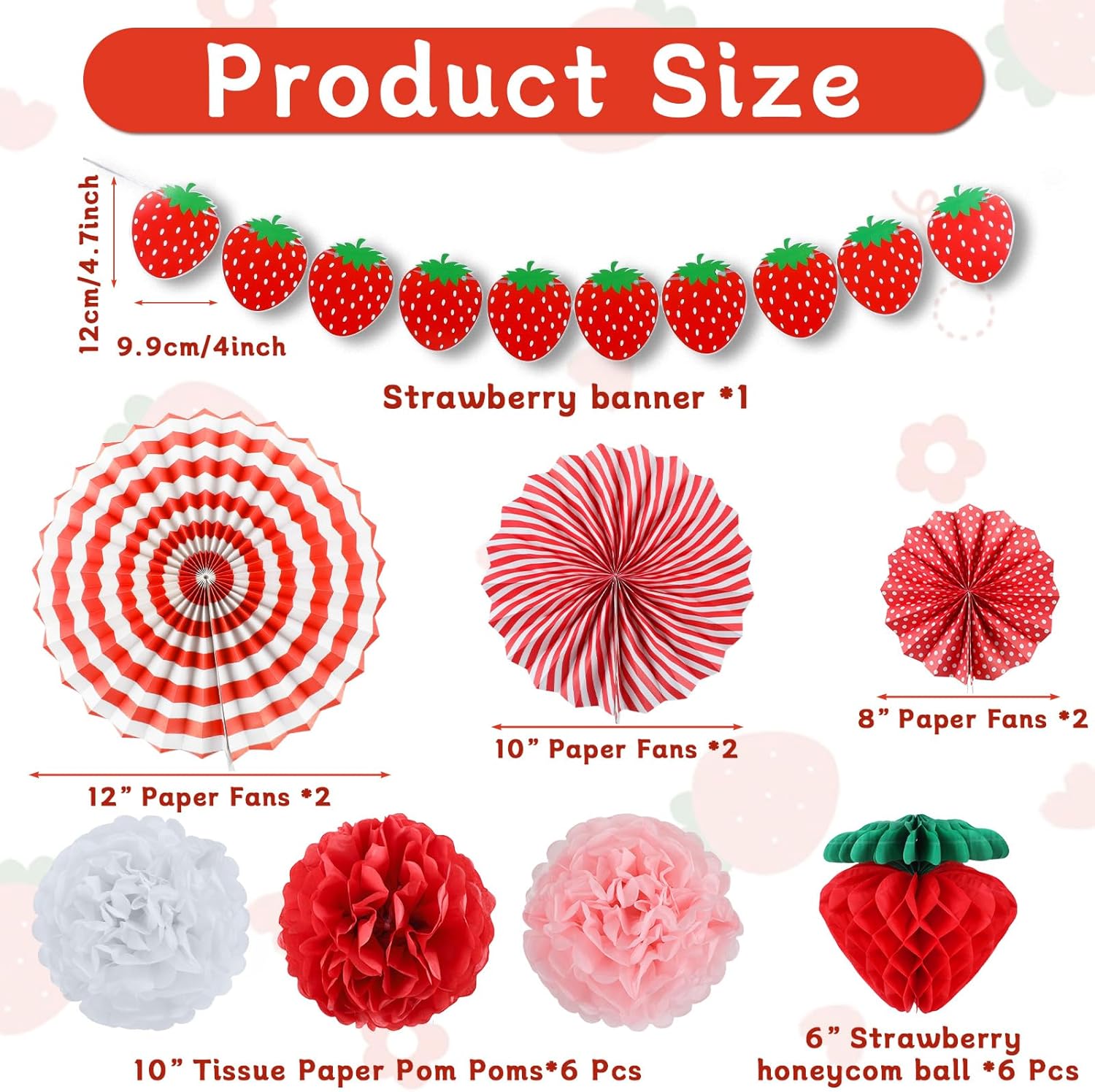 Strawberry Themed Party Decorations Set